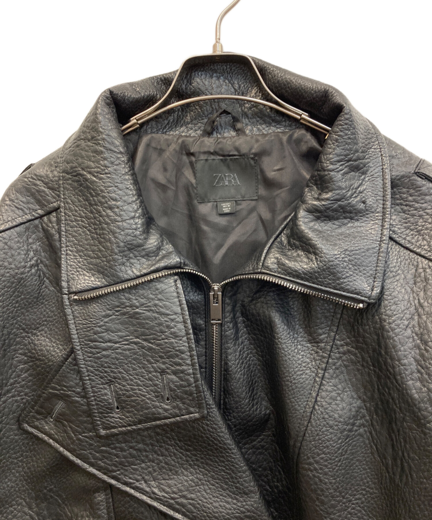 中古・古着通販】ZARA (ザラ) フェイクレザージャケット ブラック