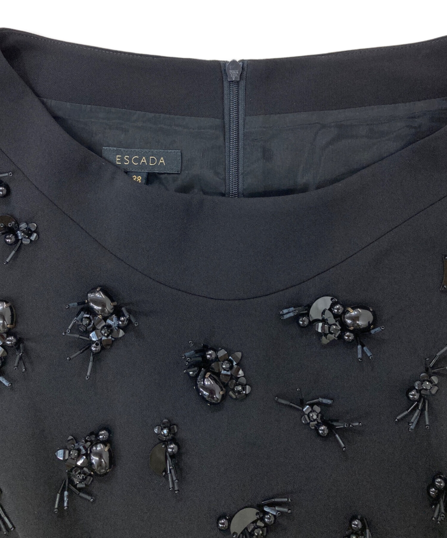 中古・古着通販】ESCADA (エスカーダ) 装飾ワンピース ブラック サイズ