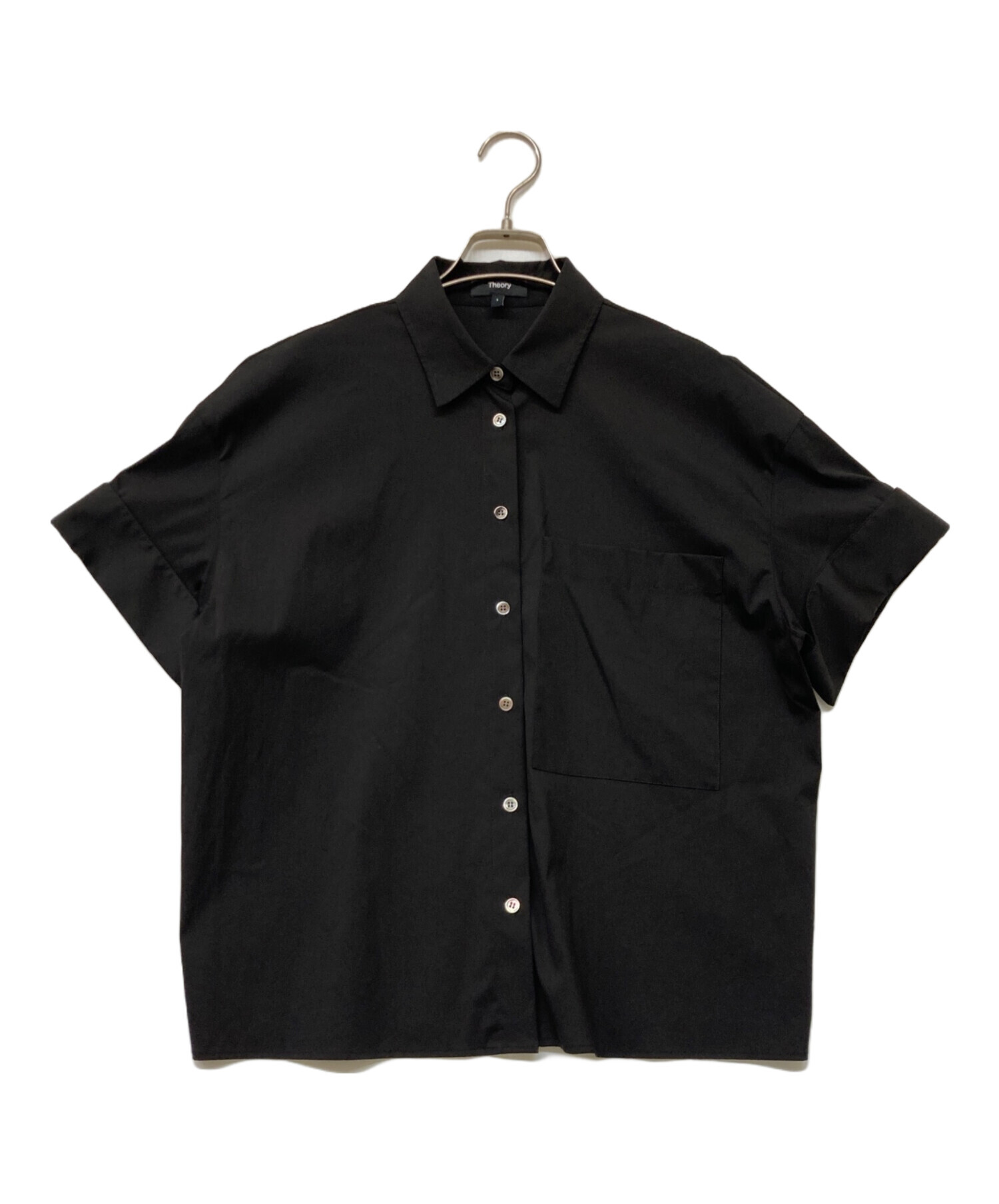 25SS Theory Luxe 半袖シャツ 黒　38 中古・古着通販】theory (セオリー) 半袖シャツ ブラック サイズ:sizeS