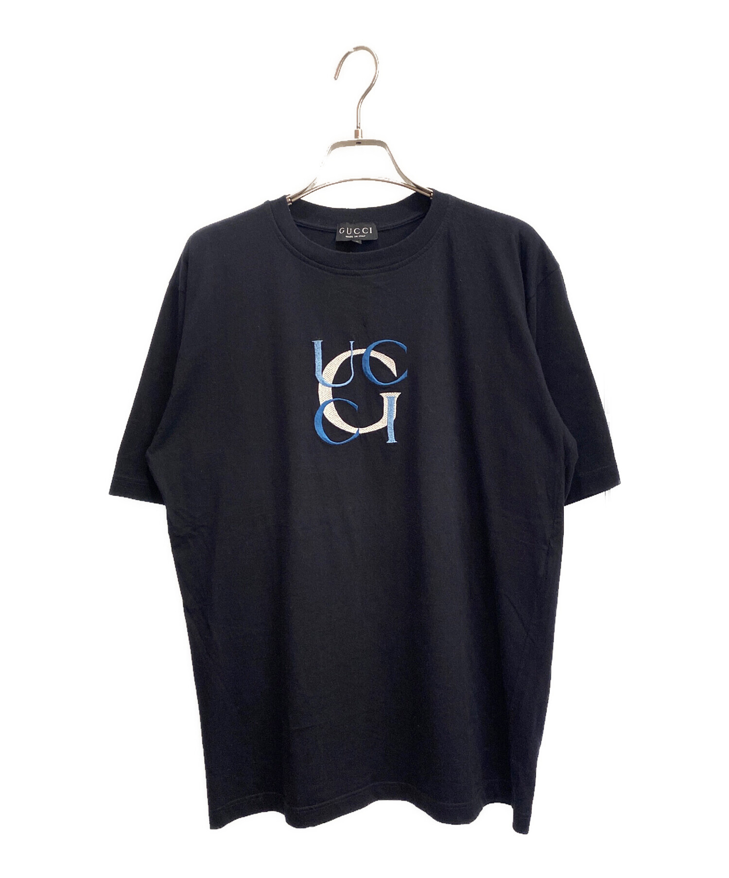 中古・古着通販】GUCCI (グッチ) ロゴ刺繍Tシャツ ネイビー サイズ:L