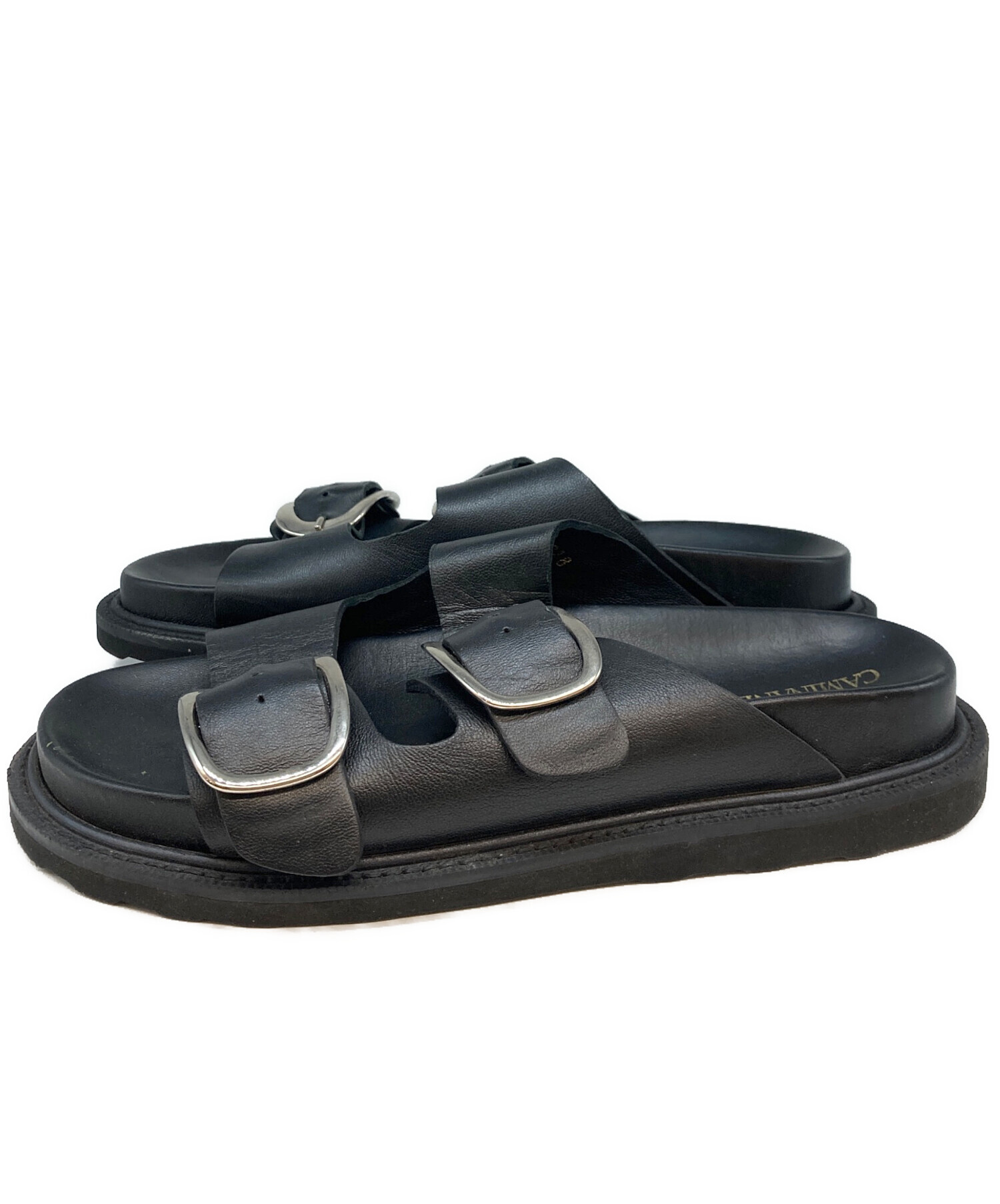 CAMINANDO ブラック ダブルバックル サンダル 中古・古着通販】Caminando (カミナンド) DOUBLE BUCKLE SANDALS
