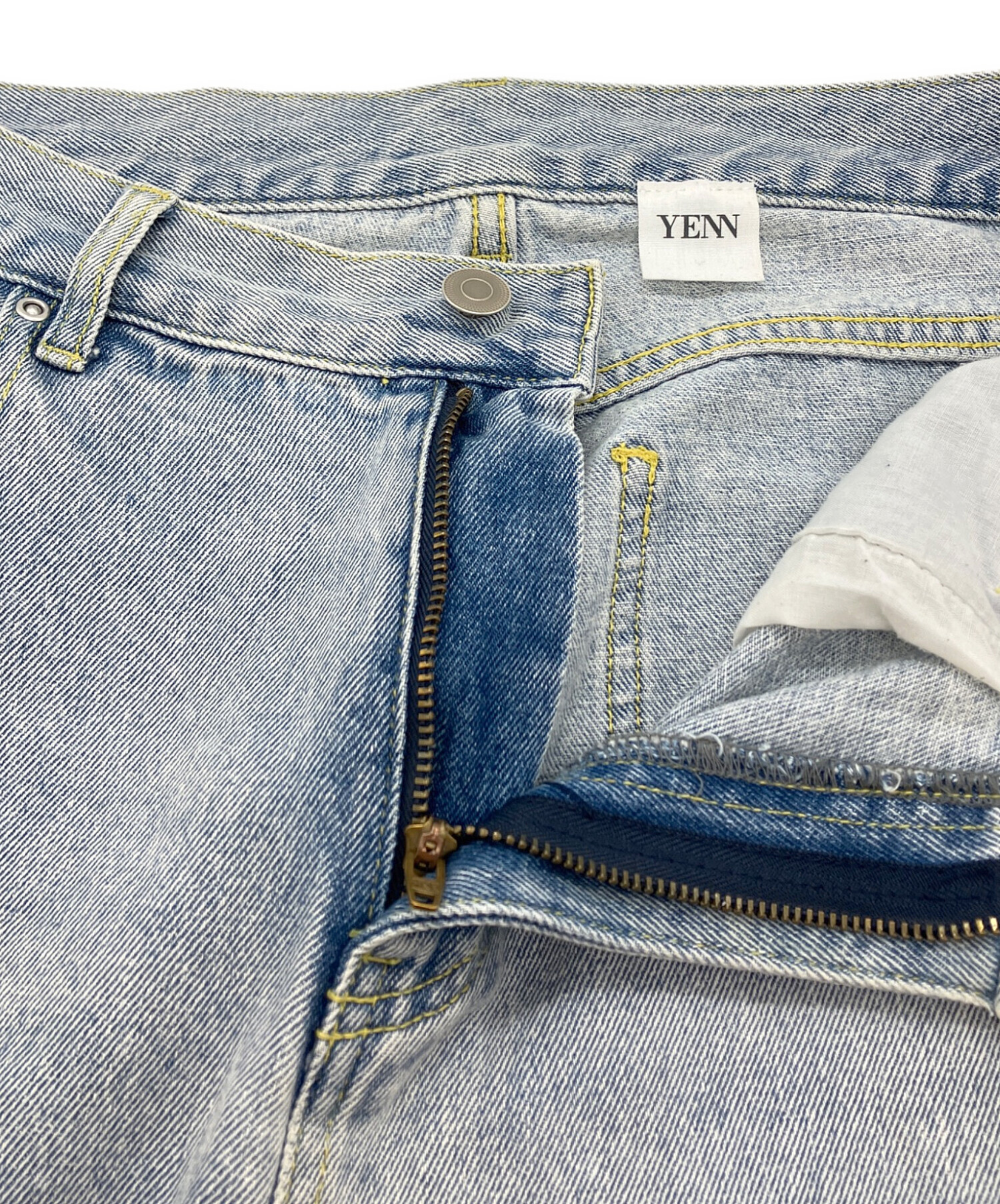 中古・古着通販】YENN (イエン) SIDE PLEATED DENIM PANTS ブルー