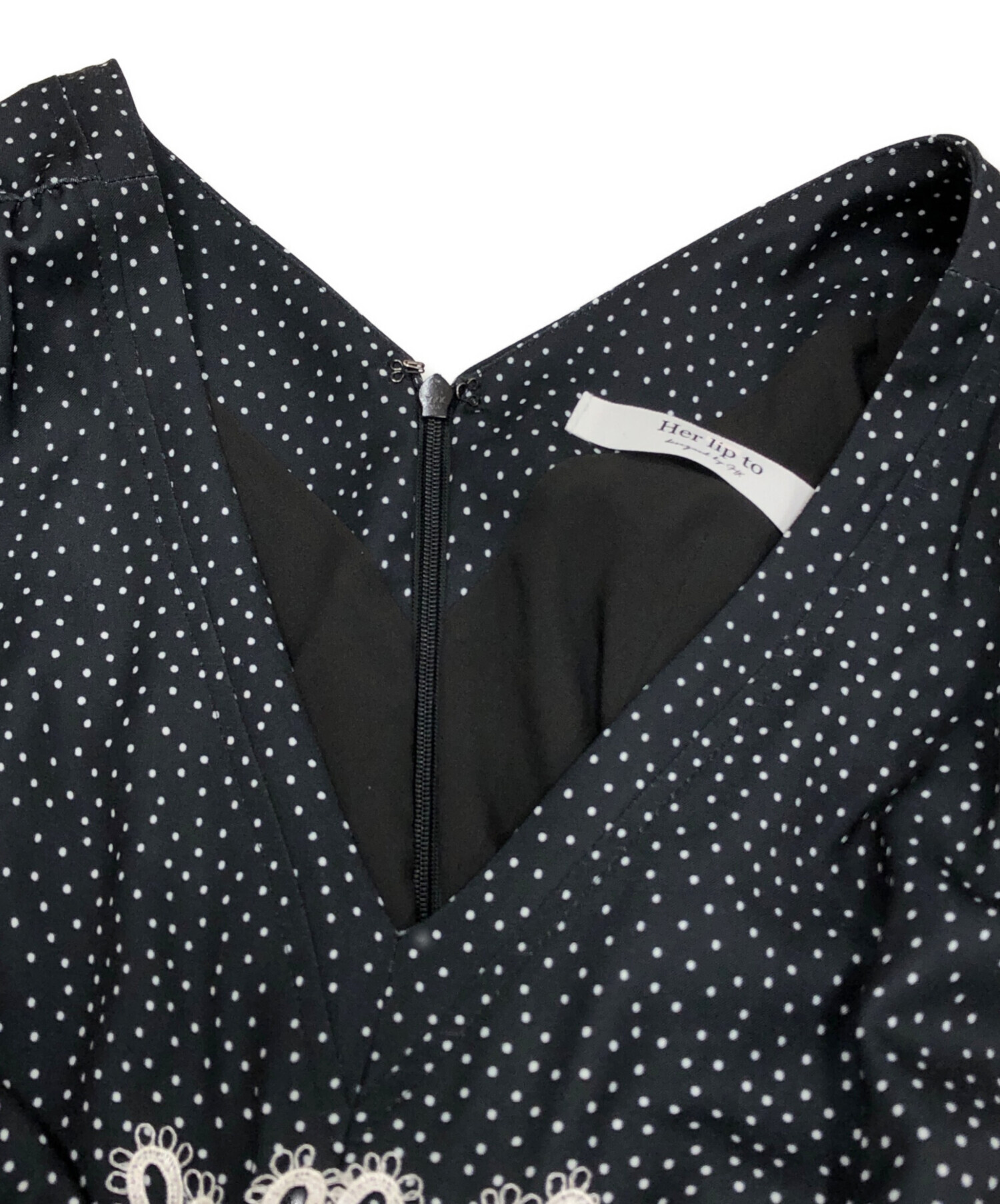 中古・古着通販】Her lip to (ハーリップトゥ) Polka-Dot Lace-Trim