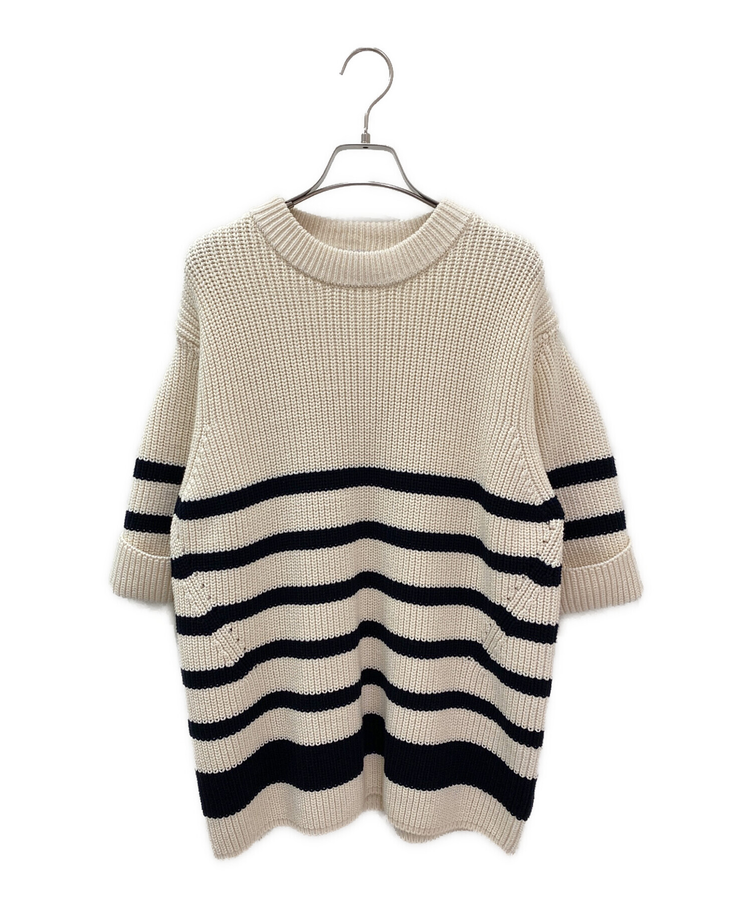未使用　クラネ　オーバーハーフスリーブニットトップス 中古・古着通販】CLANE (クラネ) OVER HALF SLEEVE KNIT TOPS
