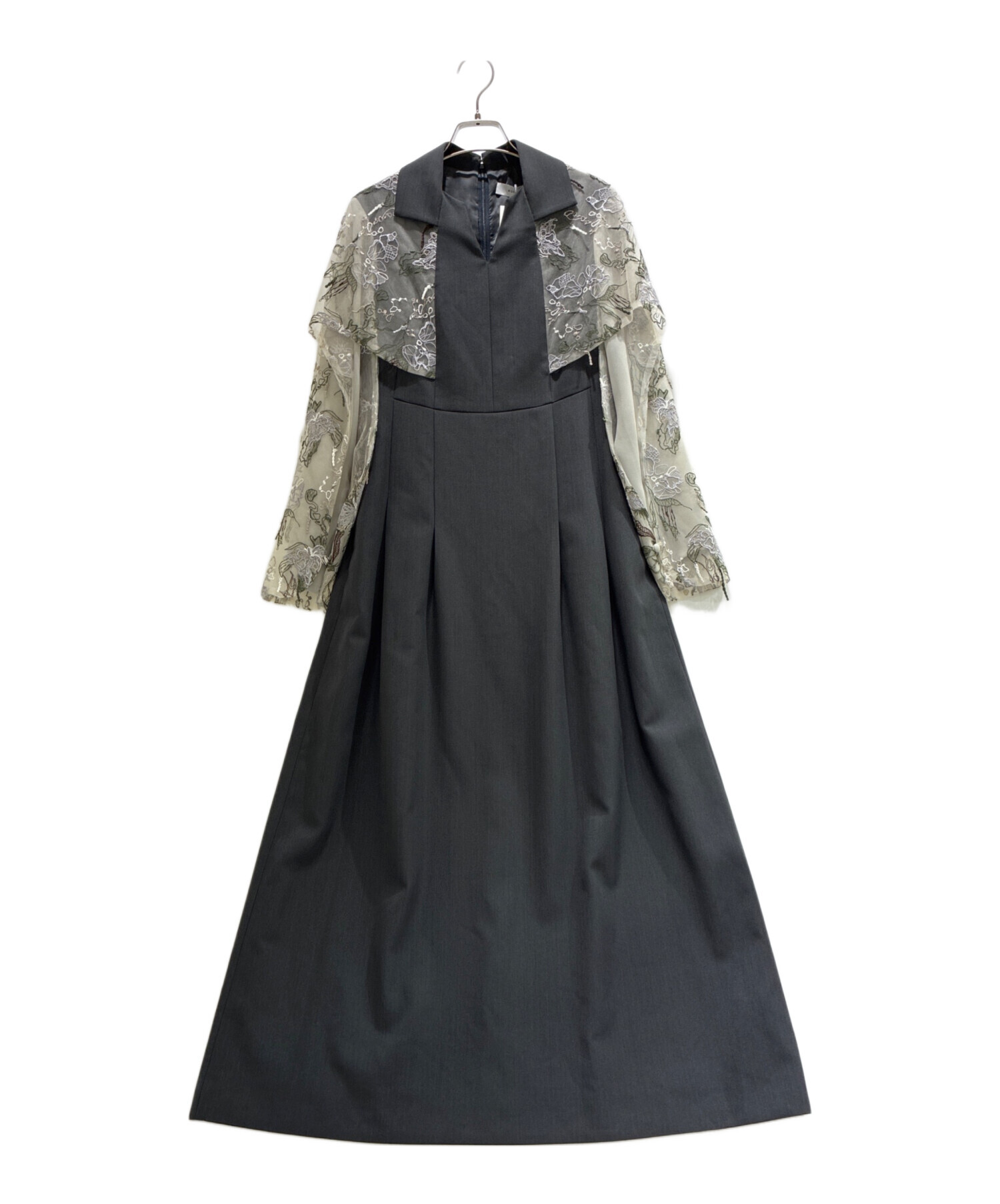 中古・古着通販】MURRAL (ミューラル) Tears flower lace dress (Gray
