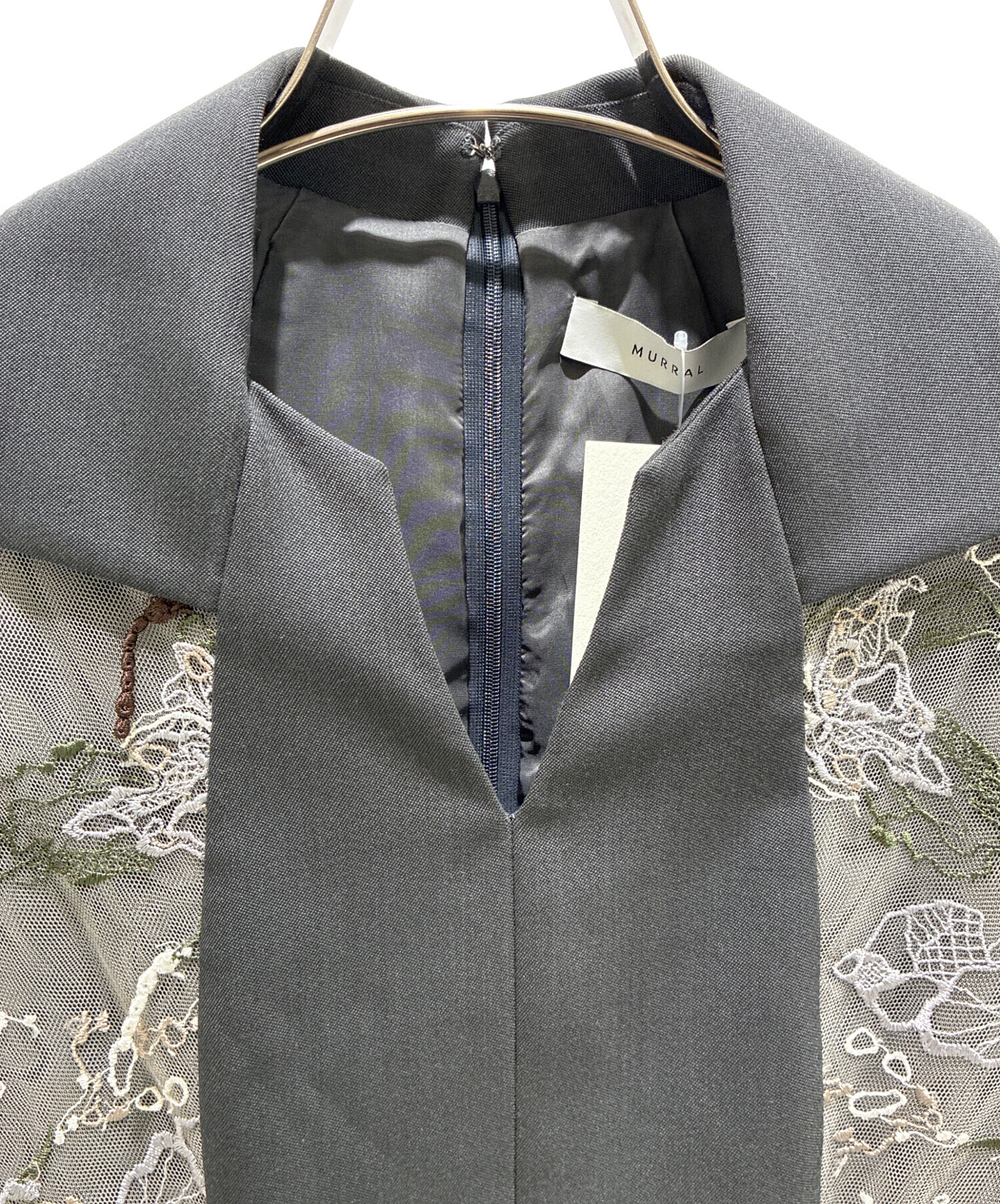 中古・古着通販】MURRAL (ミューラル) Tears flower lace dress (Gray