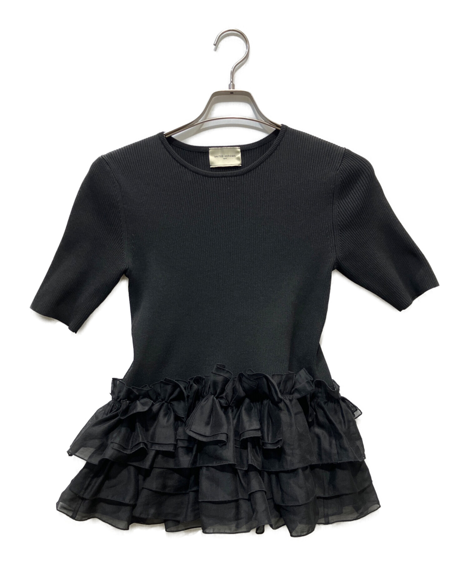 UNITED ARROWS　リボンペプラムニット　ブラック　ユナイテッドアローズ 中古・古着通販】UNITED ARROWS (ユナイテッドアローズ) リボン