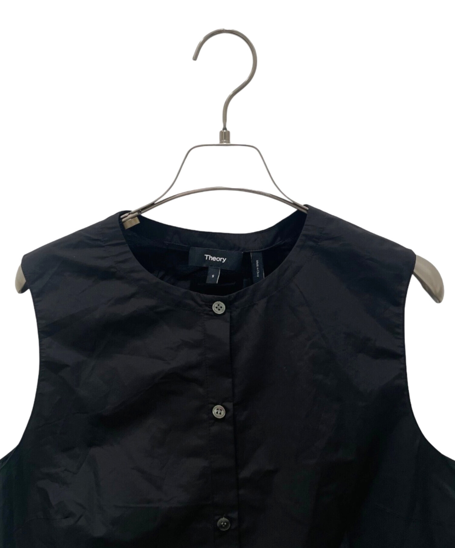 Theory - 美品＊セオリー Theory モックネック 異素材 ノースリーブ S ブラウス 中古・古着通販】theory (セオリー) ボタンノースリーブブラウス