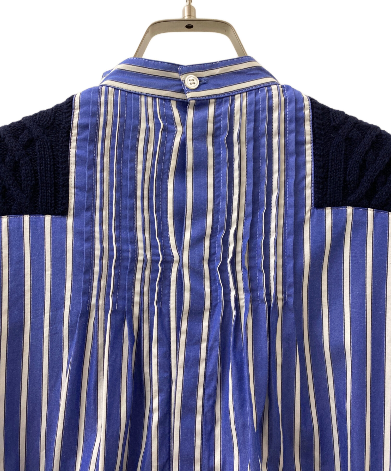 美品♡ サカイ ドッキングワンピース ケーブルニット ツイード レース 紺 2 中古・古着通販】sacai (サカイ) ケーブルニット×コットンドッキング