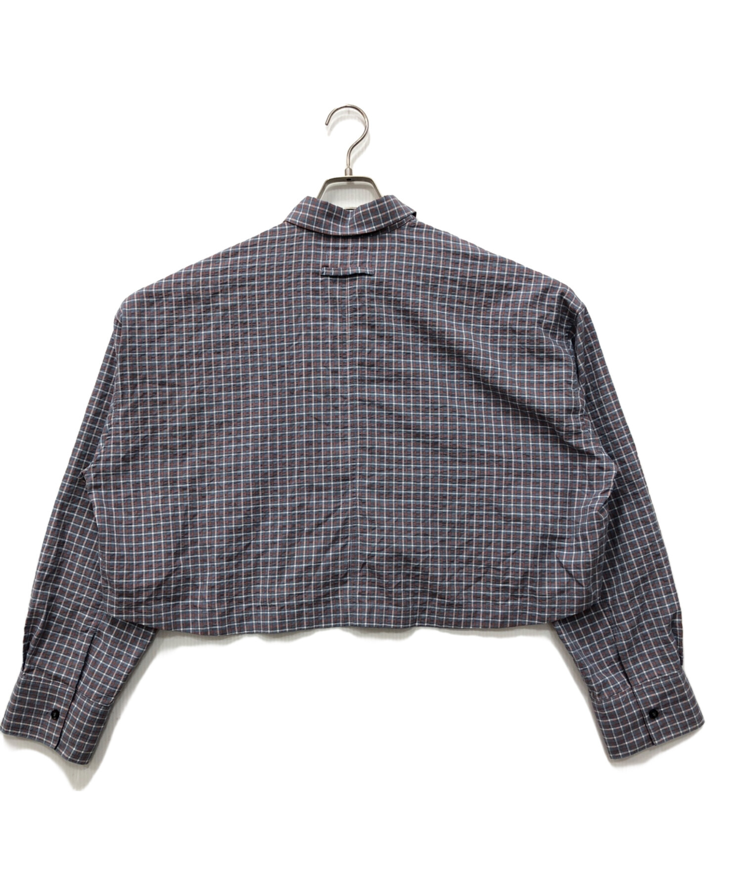 中古・古着通販】anuke (アンヌーク) Check Short Shirts グレー