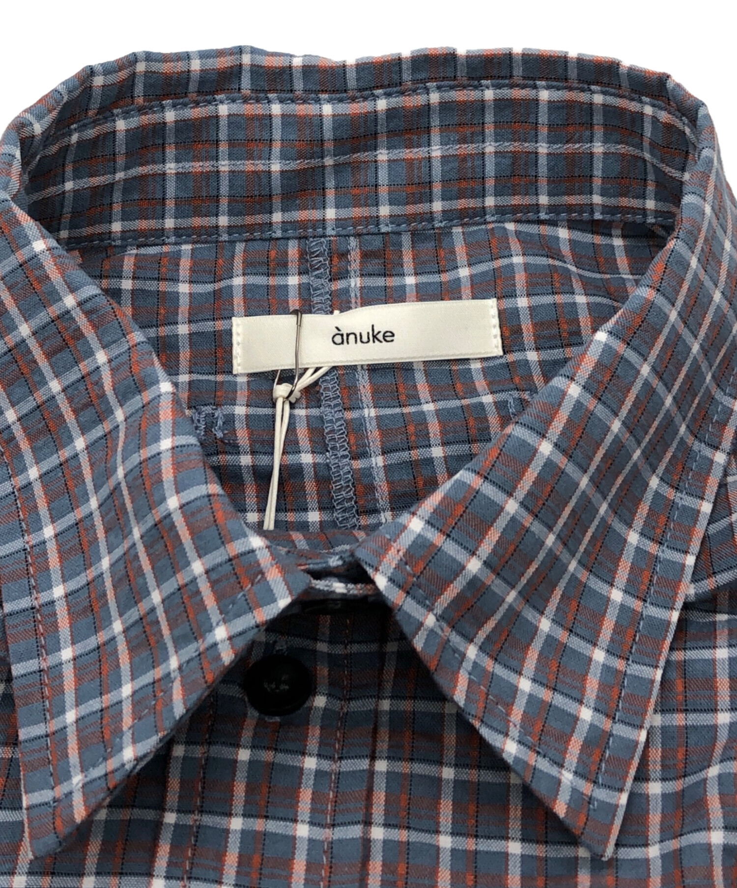 中古・古着通販】anuke (アンヌーク) Check Short Shirts グレー