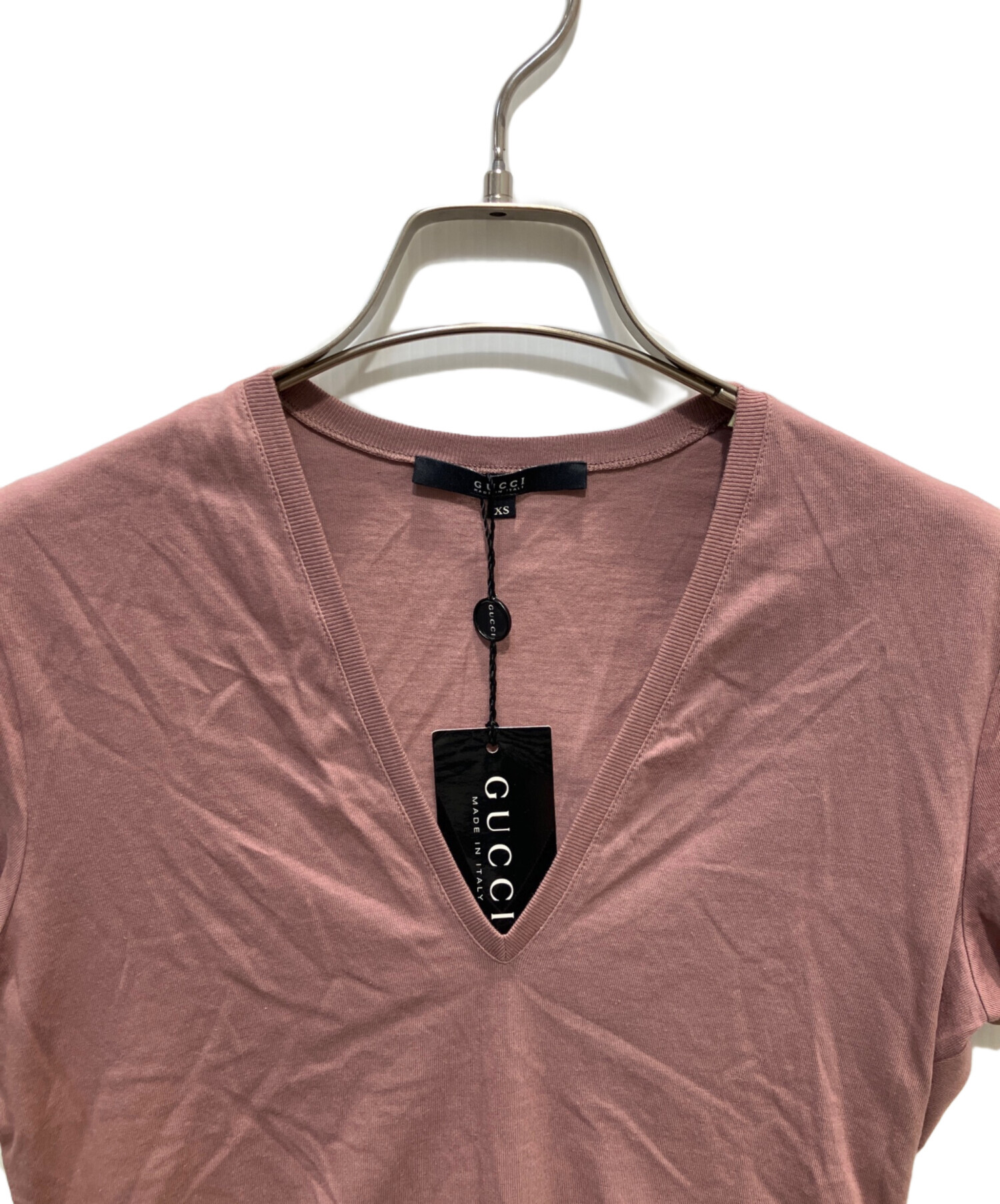 中古・古着通販】GUCCI (グッチ) VネックTシャツ ピンク サイズ:XS 未