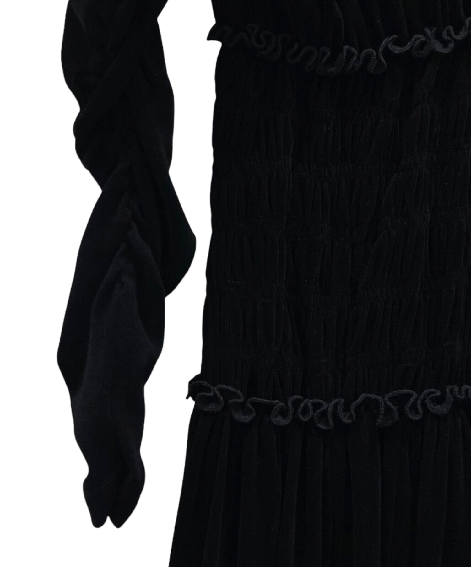 中古・古着通販】FETICO (フェティコ) VELVET TULLE SHIRRING DRESS