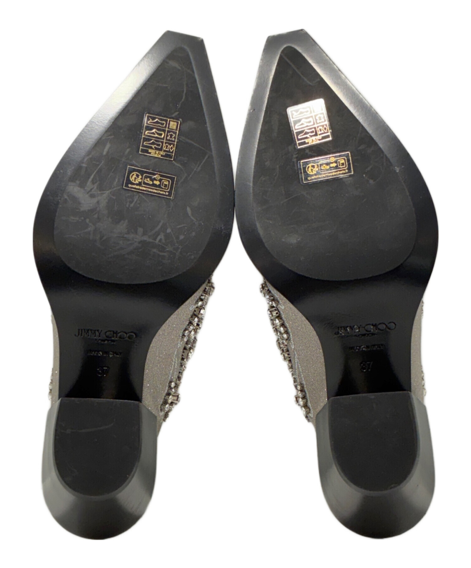 極美品✨ジミーチュウ 37 グリッター メッシュ フラットシューズ シルバー24 中古・古着通販】JIMMY CHOO (ジミーチュウ) グリッターミュール