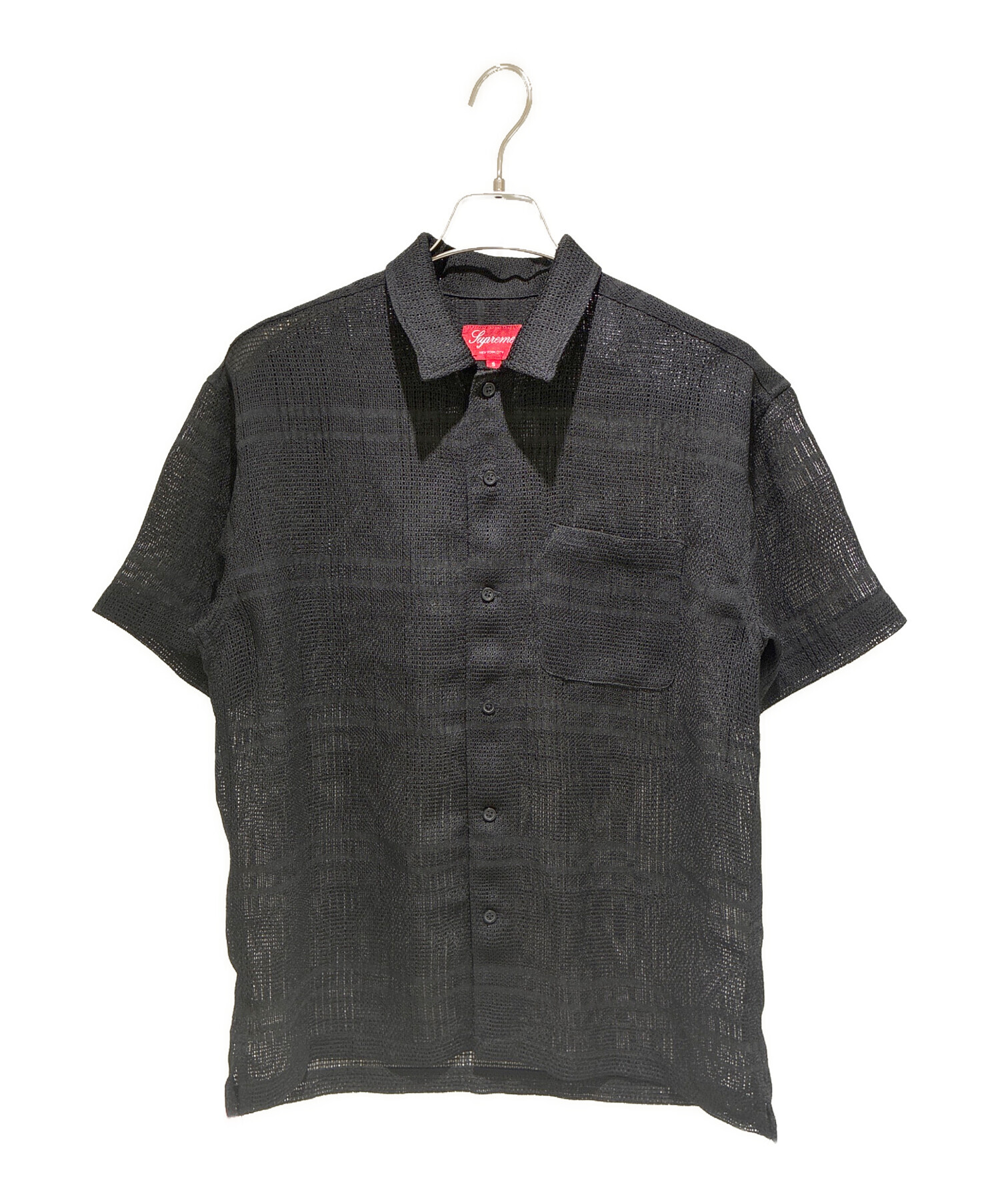 Supreme シュプリーム 23SS Mesh Stripe S/S Shirt メッシュ ストライプ 半袖 シャツ ブラック系 L【極上美品】【中古】 中古・古着通販】SUPREME (シュプリーム) Mesh Stripe S/S Shirt/半袖