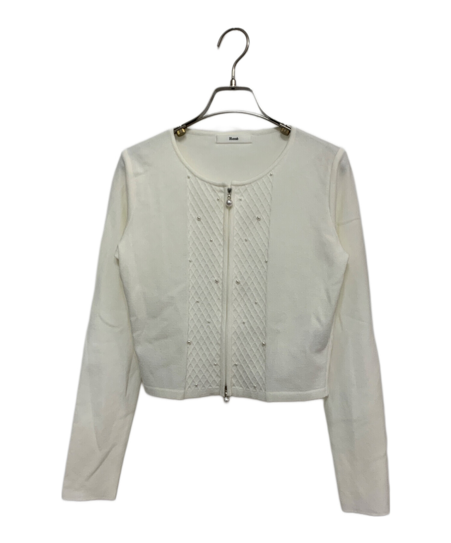 中古・古着通販】Rene (ルネ) パールジップカーディガン ホワイト