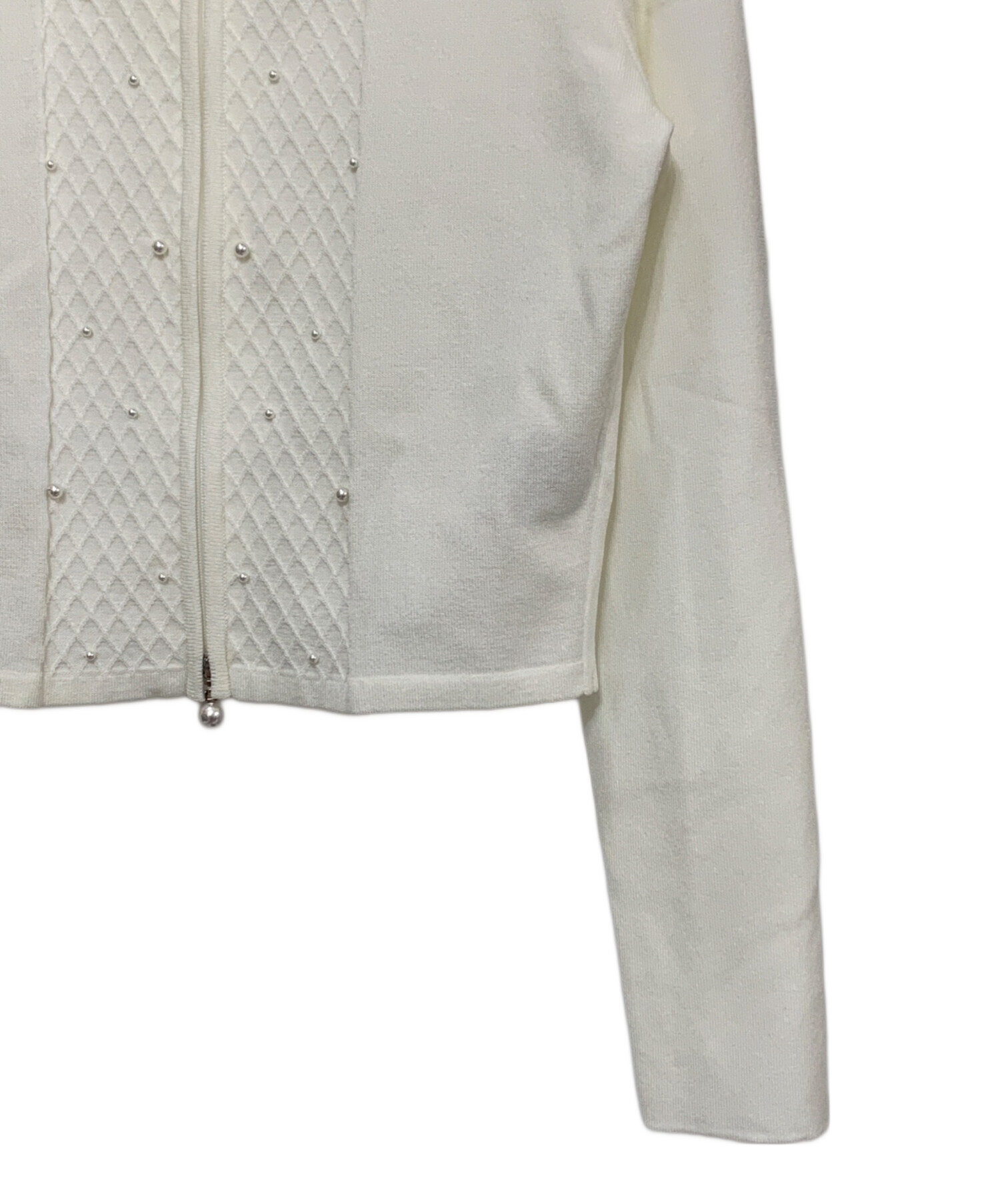 RENE ルネ ジップ カーディガン パール Size36 /R26604 中古・古着通販】Rene (ルネ) パールジップカーディガン ホワイト