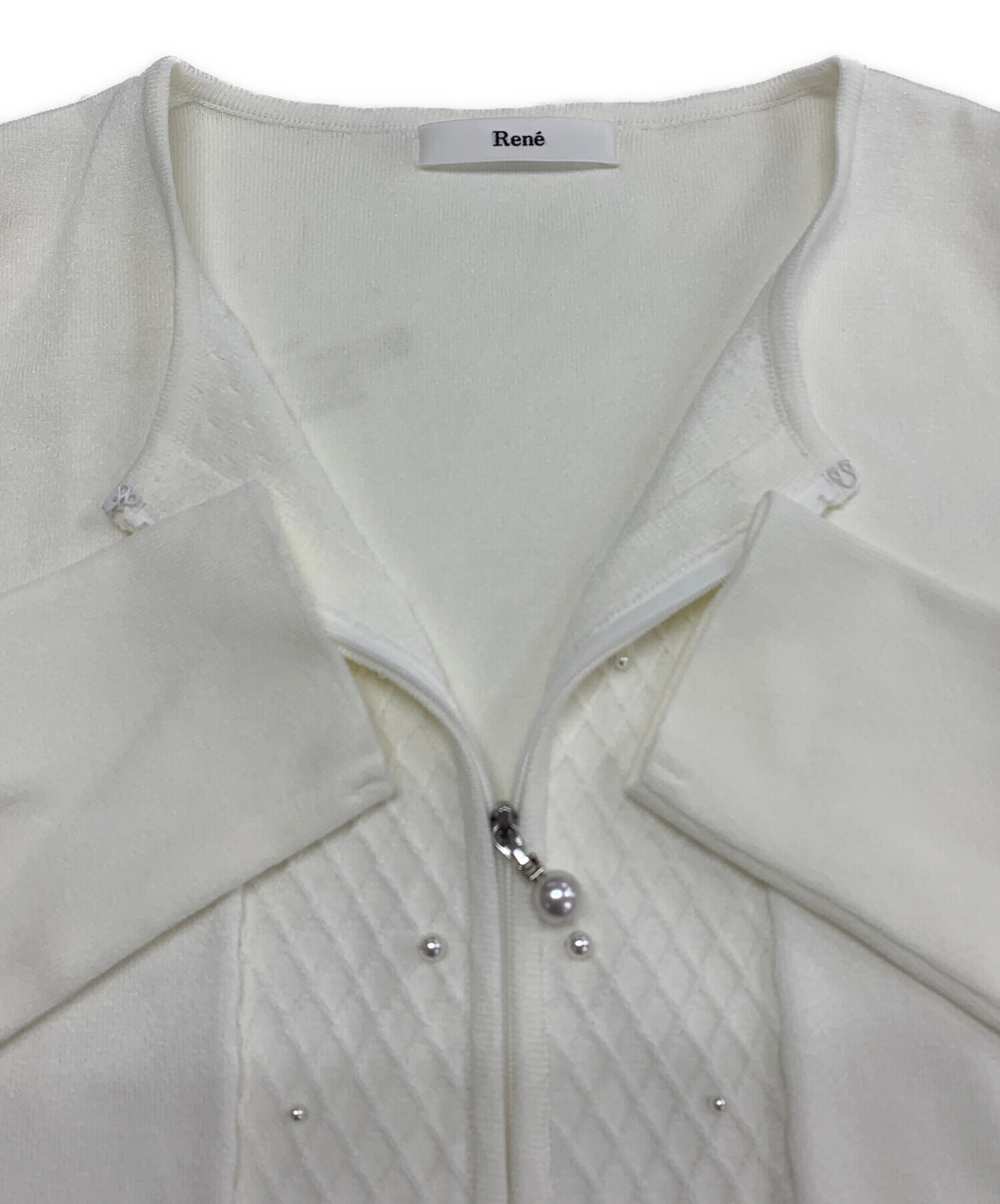 RENE ルネ ジップ カーディガン パール Size36 /R26604 中古・古着通販】Rene (ルネ) パールジップカーディガン ホワイト
