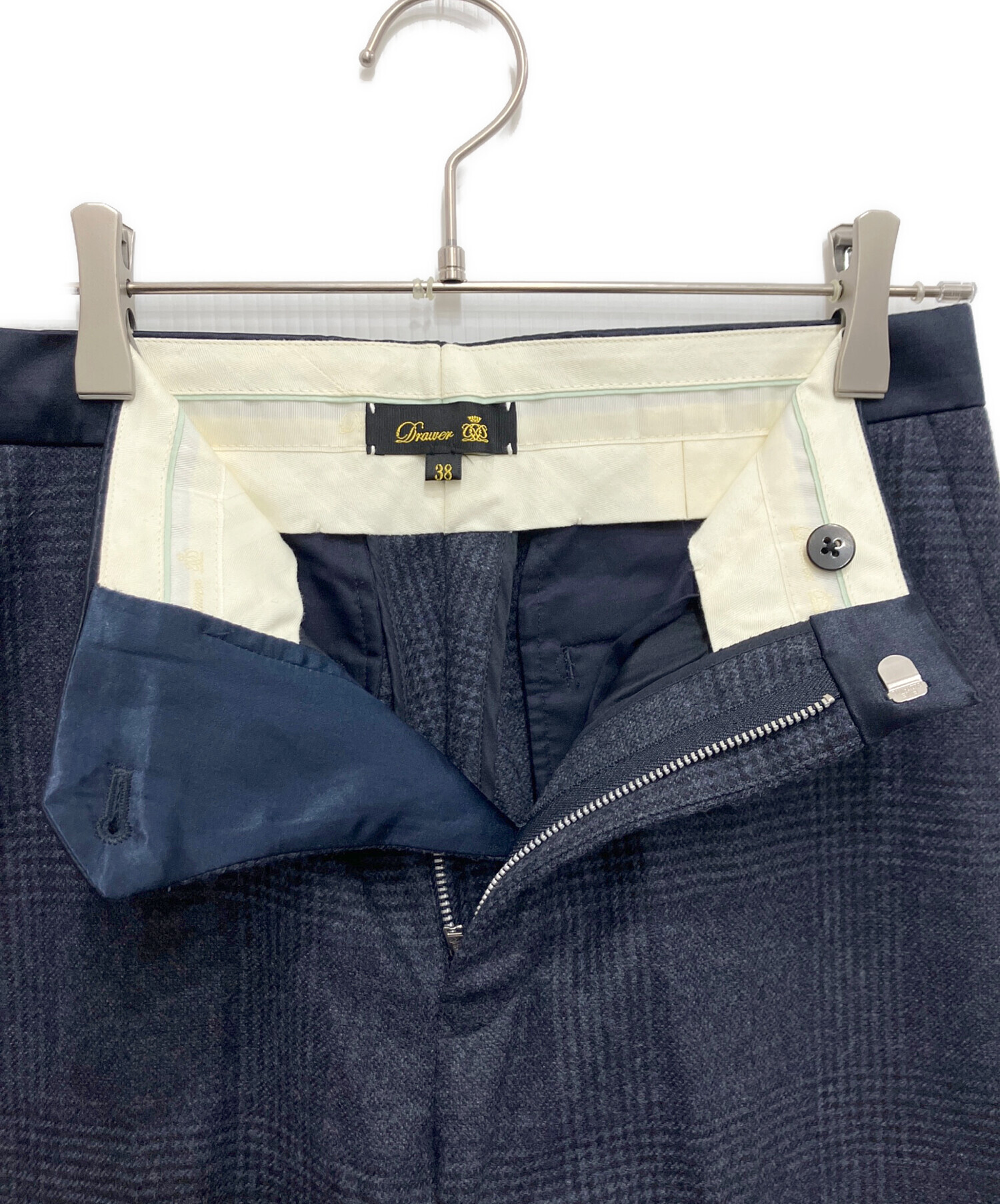 美品Drawer ドゥロワー センタープレスパンツ ブルー36 美脚 テーパード 中古・古着通販】DRAWER (ドゥロワー) テーパードパンツ ネイビー