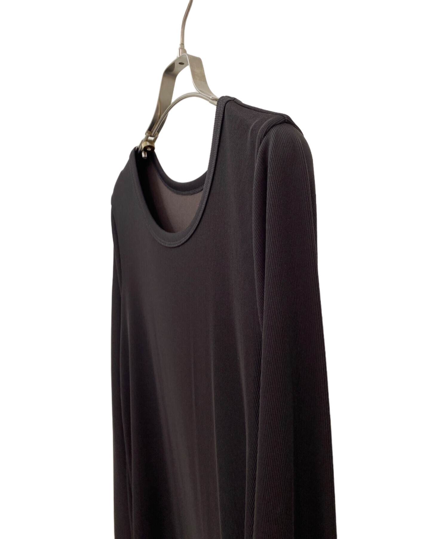 ♡プラージュ plage♡ノースリーブ リブ　ロングワンピース ブラック　シルク 中古・古着通販】Plage (プラージュ) Rib ロングスリーブ ワンピース
