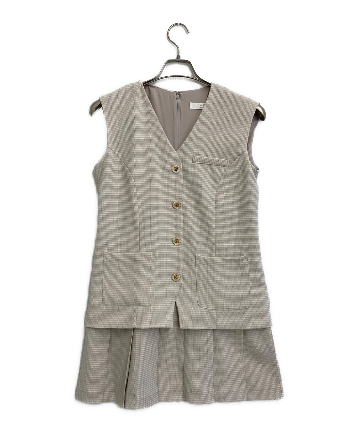 未使用】Her lip to Tweed Pleated Mini Dress Herlipto Tweed Pleated