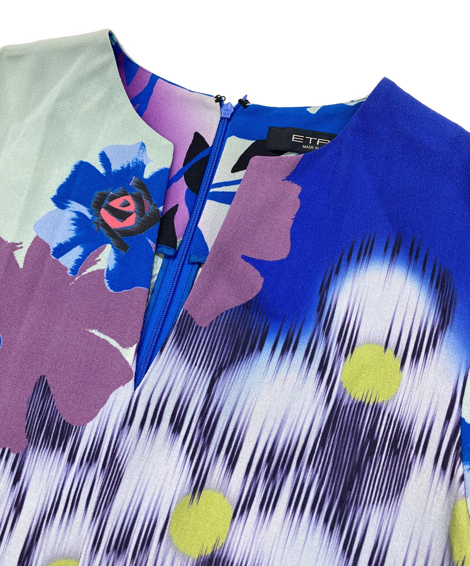 中古・古着通販】ETRO (エトロ) 総柄7分袖ワンピース マルチカラー