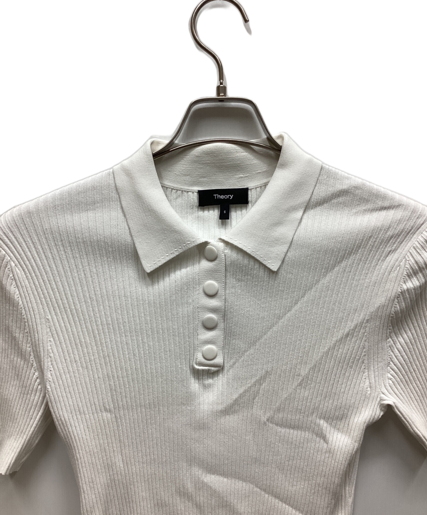 中古・古着通販】theory (セオリー) 半袖ニット ホワイト サイズ:s