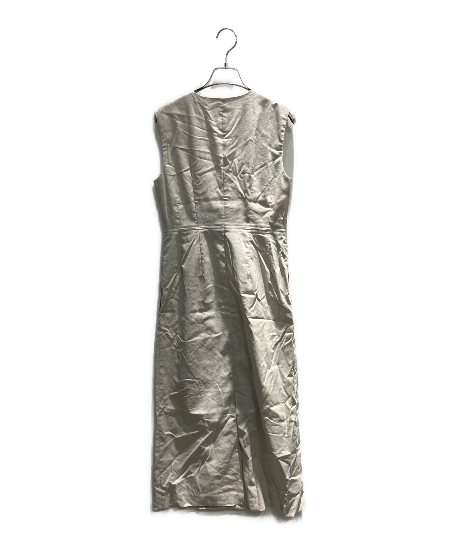 NOBLE 2026SS 麻ストレッチロングジレワンピース　ベージュ A 中古・古着通販】Noble (ノーブル) 26SS 麻ストレッチロングジレ