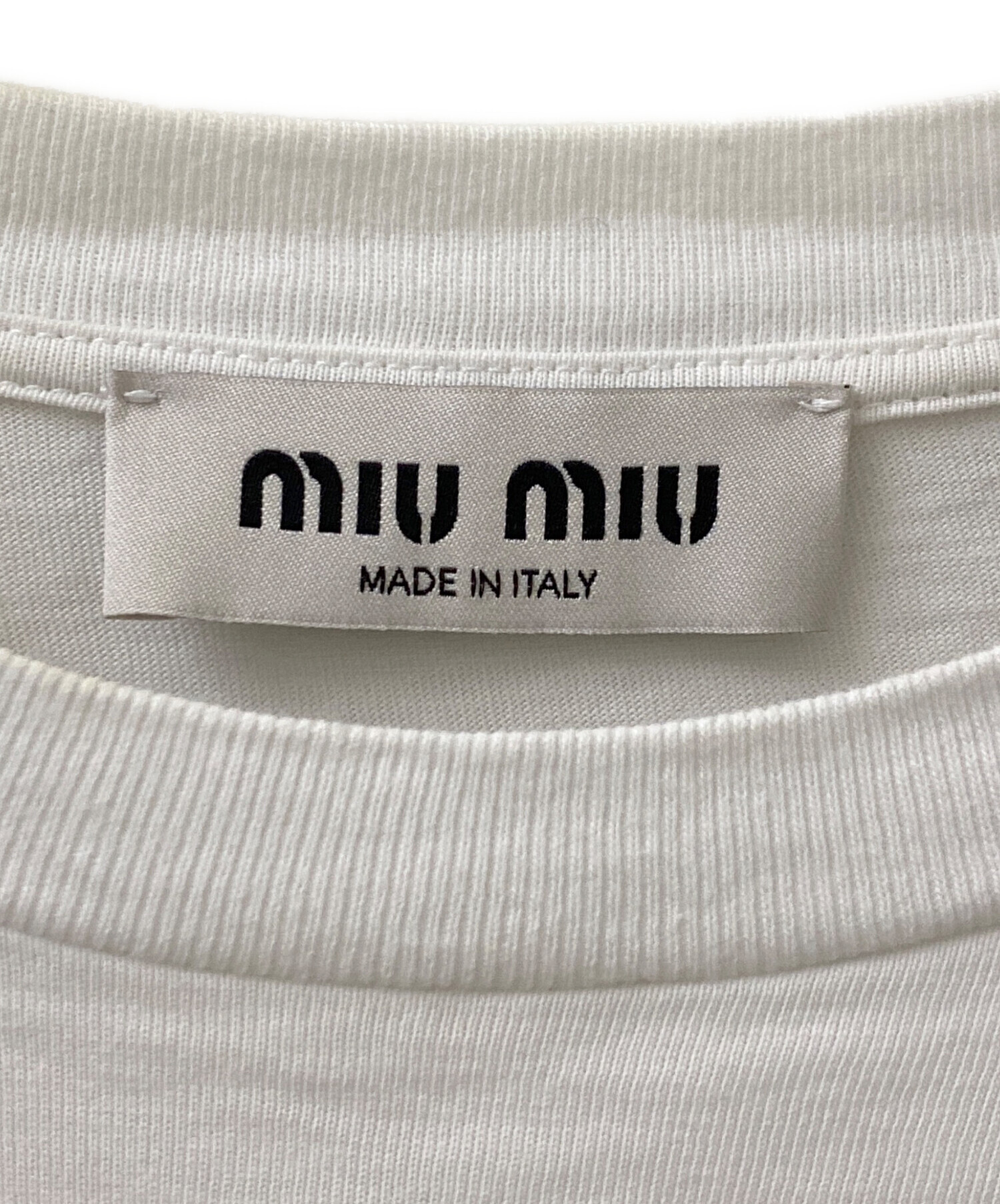 MIU MIU - Miu Miu ミュウミュウ スウェット S 白 【古着】【中古】 中古・古着通販】MIU MIU (ミュウミュウ) レイヤードロゴTシャツ