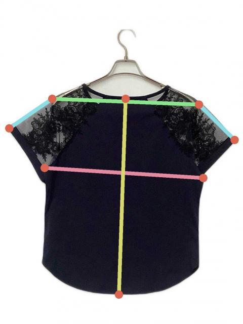 中古・古着通販】Yue (ユエ) レース切り替えTシャツ ネイビー サイズ:M 