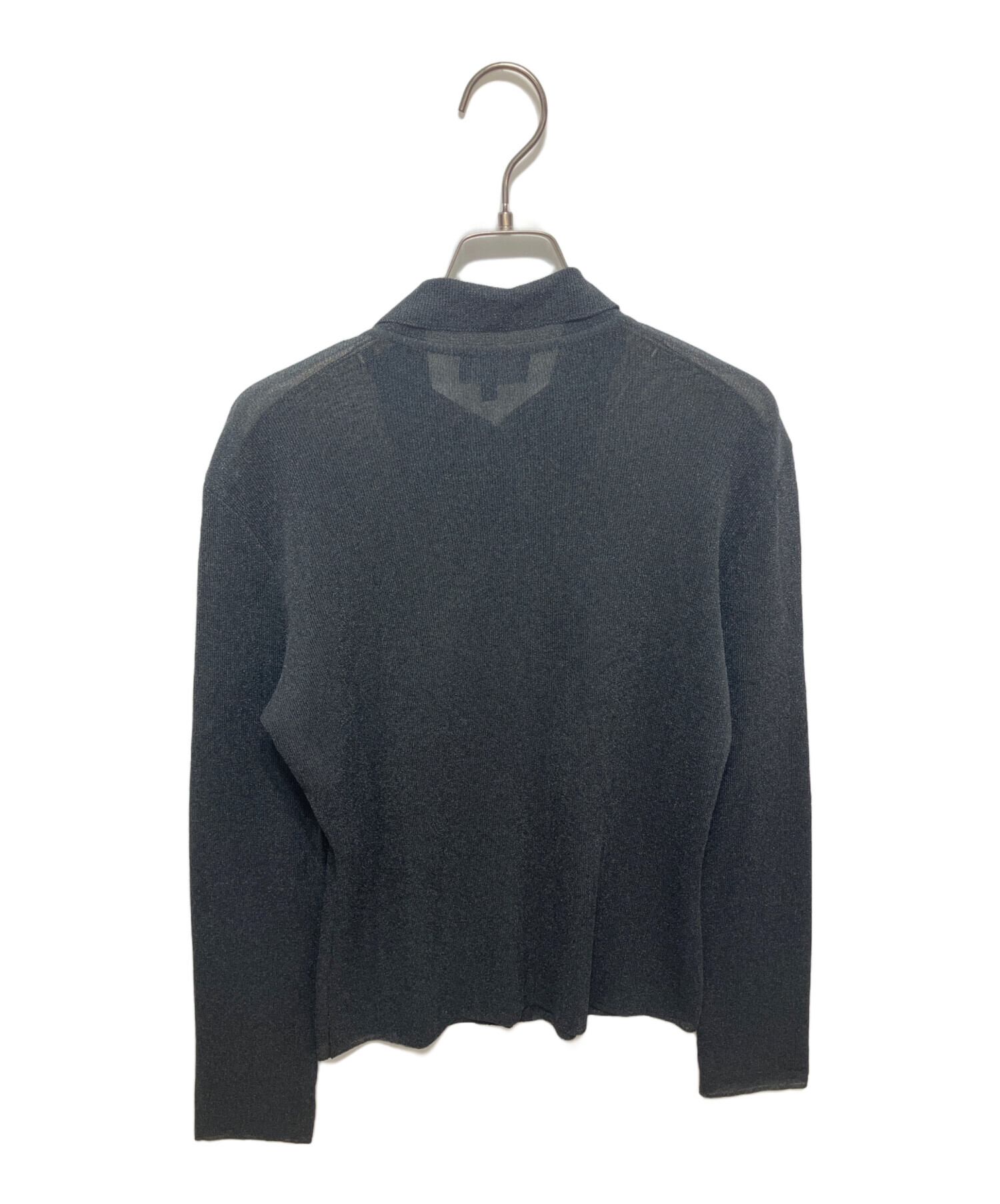中古・古着通販】GUCCI (グッチ) 衿付きシアーカーディガン グレー