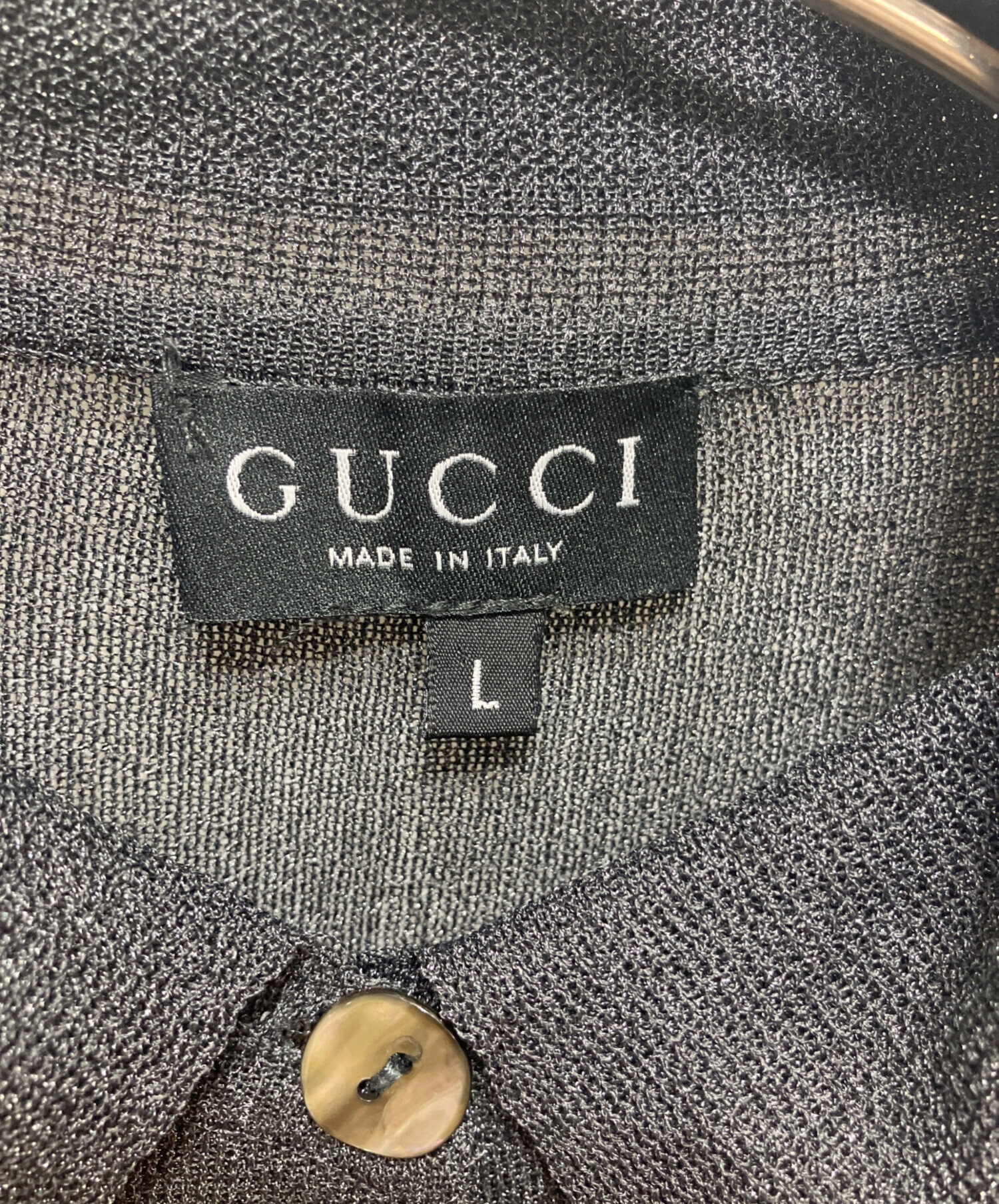 中古・古着通販】GUCCI (グッチ) 衿付きシアーカーディガン グレー