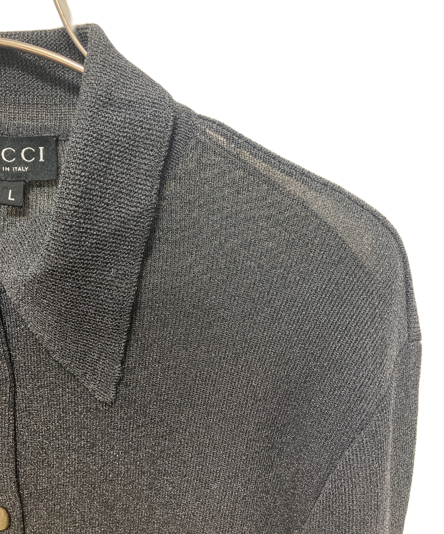 中古・古着通販】GUCCI (グッチ) 衿付きシアーカーディガン グレー