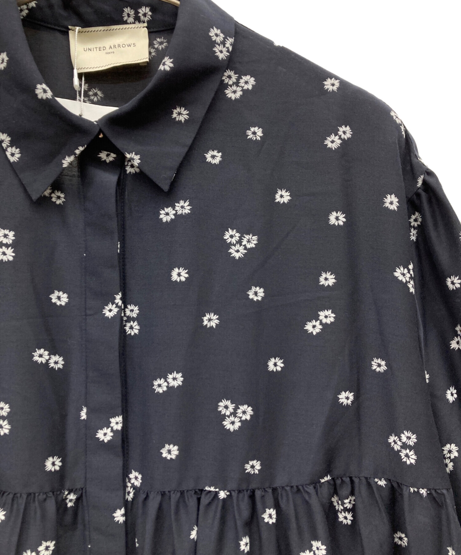 ユナイテッドアローズ　ティアード　チュニック　ブラウス　ネイビー　フリー　未使用 中古・古着通販】UNITED ARROWS (ユナイテッドアローズ) ボイル