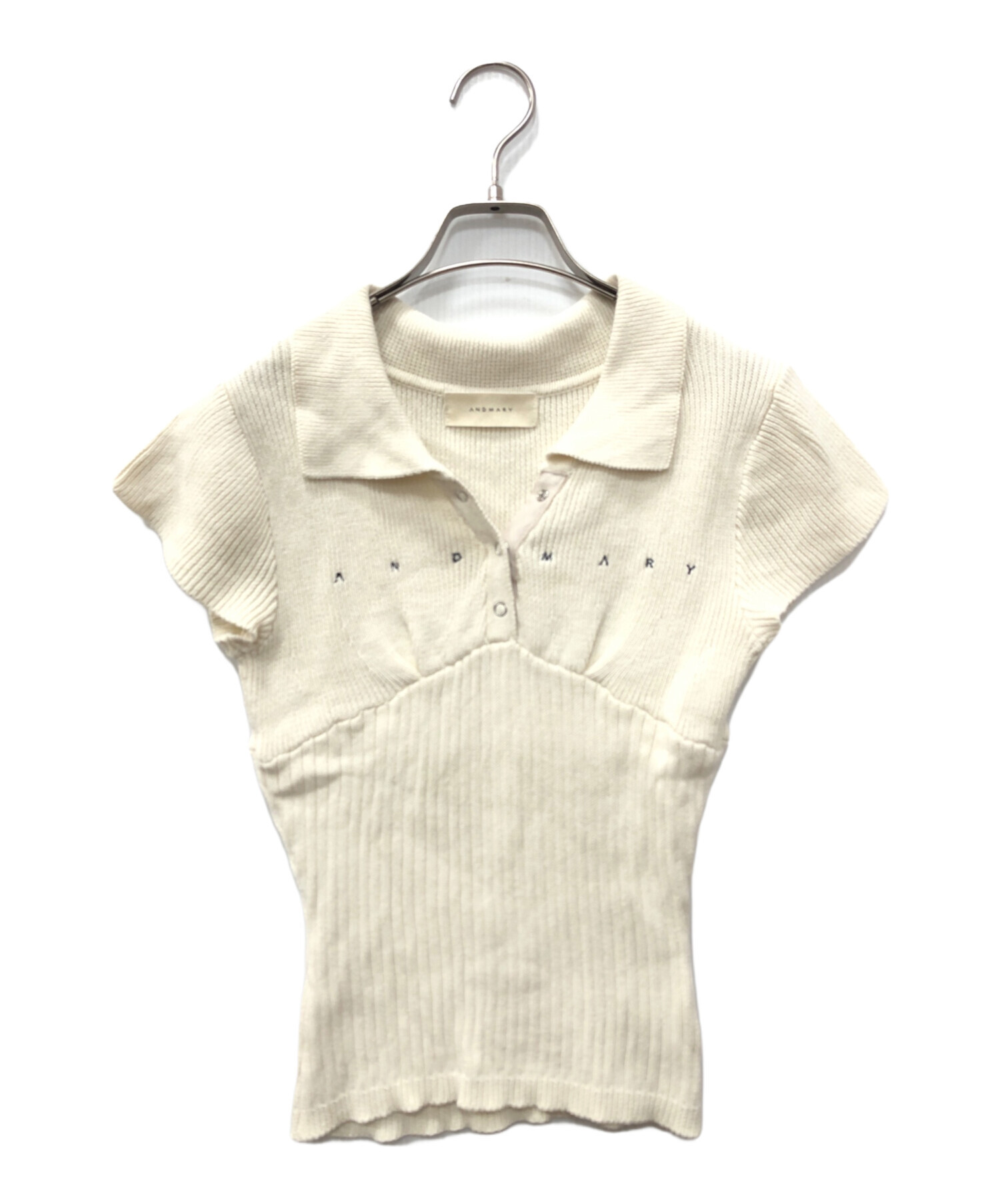 中古・古着通販】ANDMARY (アンドマリー) Lindsay logo tops ホワイト