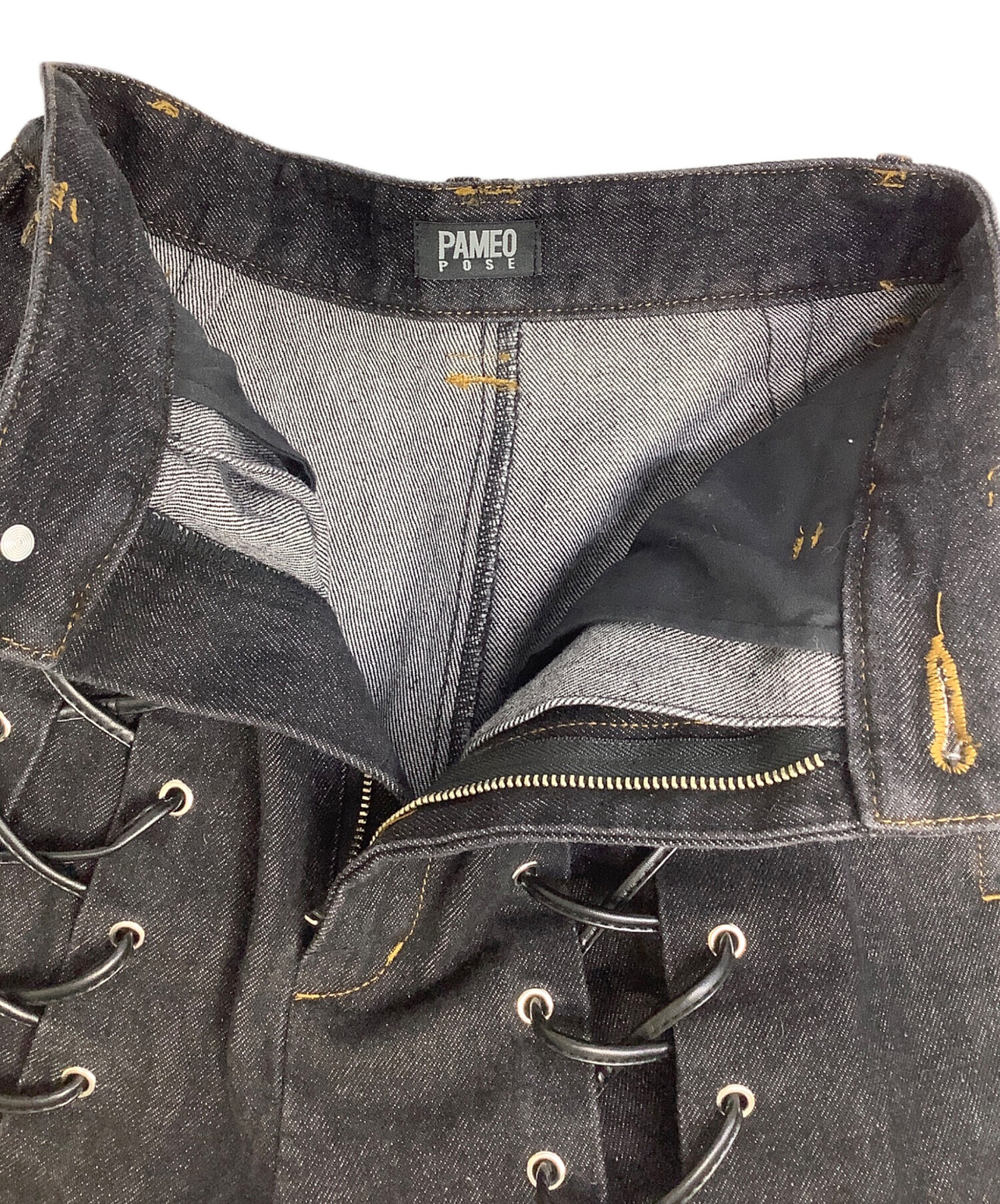 PAMEO POSE - pameopose完売　PLAYBOYコラボ　タグ付 中古・古着通販】PAMEO POSE (パメオポーズ) Laces-up Denim Baggy