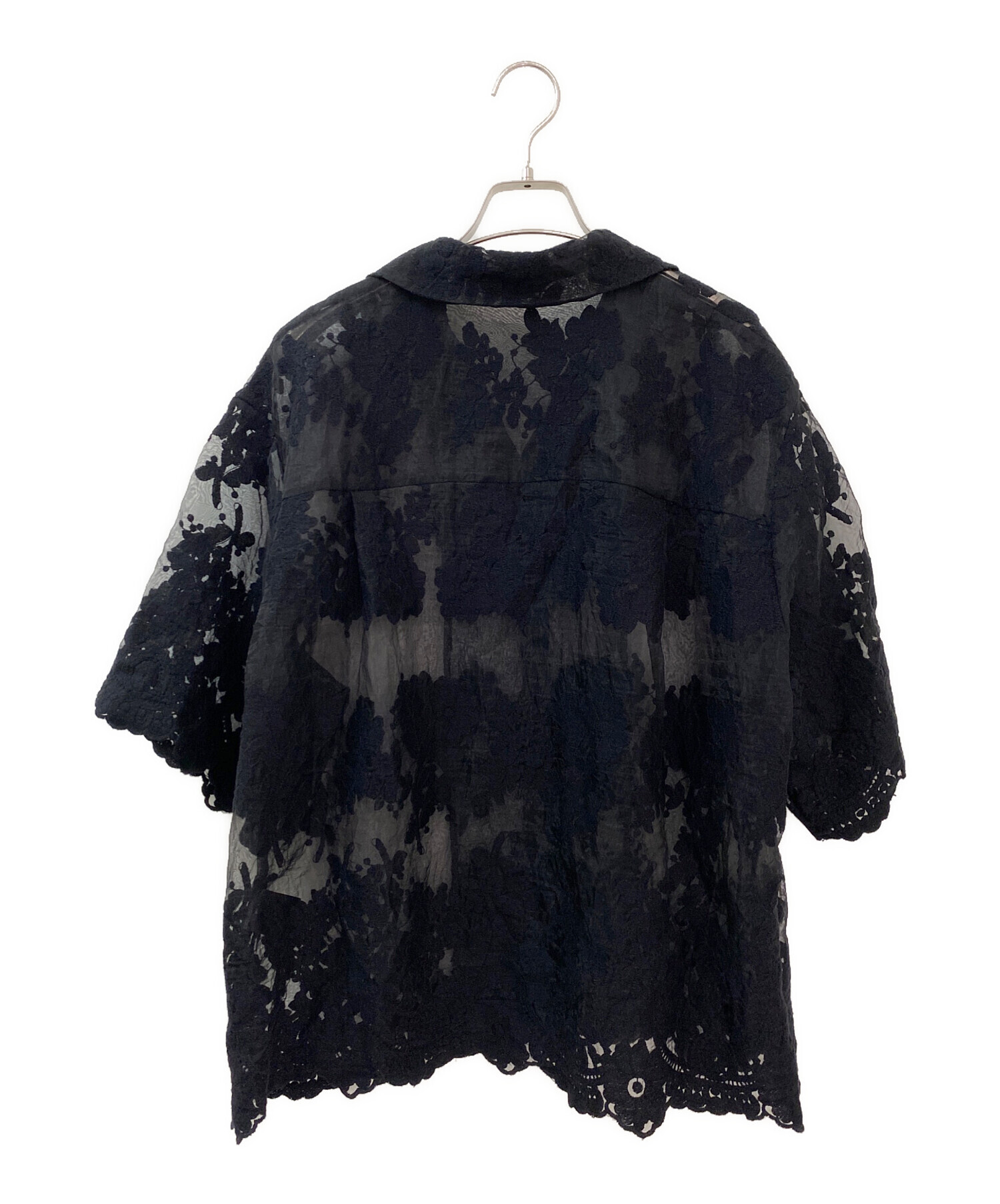 中古・古着通販】CLANE (クラネ) シアーフラワーレースシャツ ブラック 