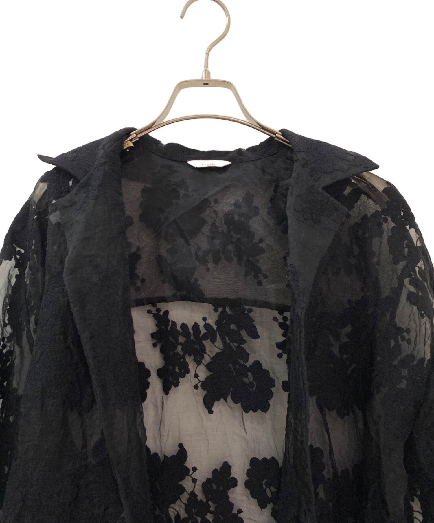 中古・古着通販】CLANE (クラネ) シアーフラワーレースシャツ ブラック