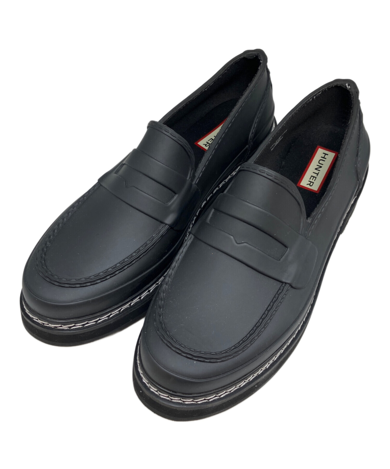 新品未使用 HUNTER ブラックラバー ローファー 中古・古着通販】HUNTER (ハンター) ローファー ブラック サイズ:6