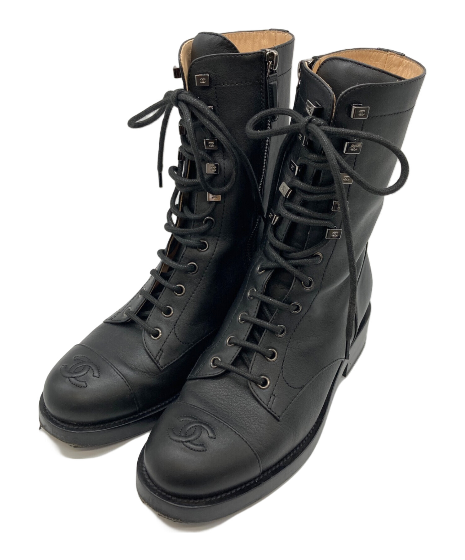 CHANEL レア ブーツ 中古・古着通販】CHANEL (シャネル) キャップトゥココマークレザー