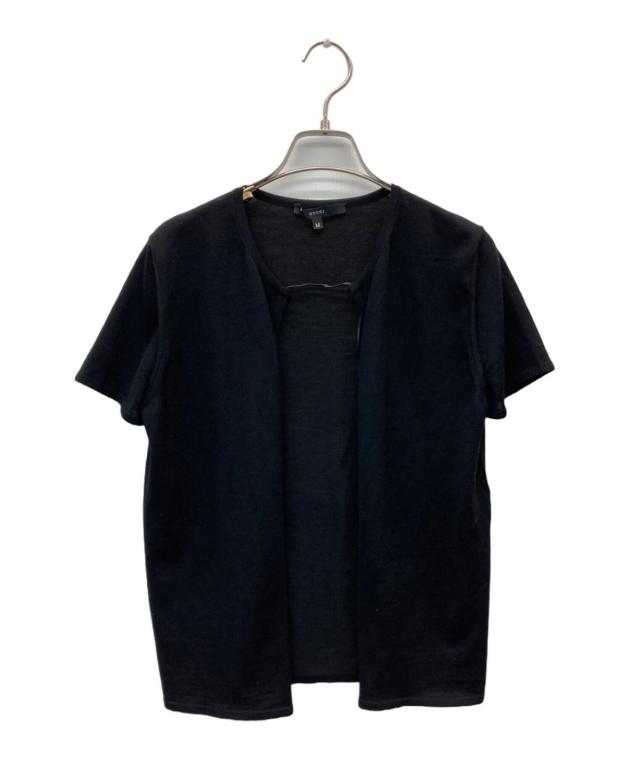 希少 美品 グッチ ウール ボタンレス デザイン半袖 ニット カーディガン M 中古・古着通販】GUCCI (グッチ) ウール半袖カーディガン ブラック