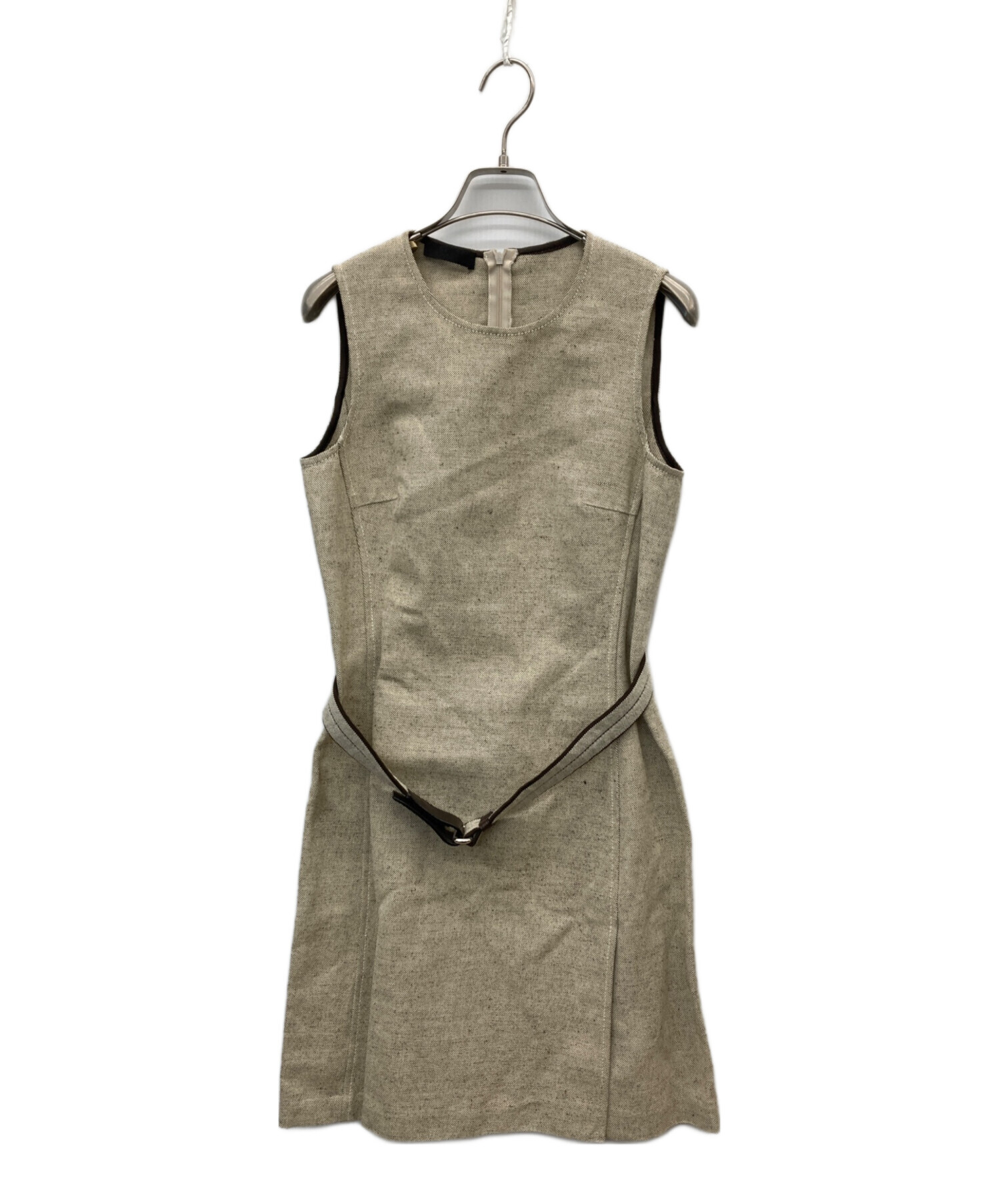 美品　PRADA プラダノースリーブ ワンピース オリーブグリーン　38 中古・古着通販】PRADA (プラダ) ノースリーブワンピース ベージュ