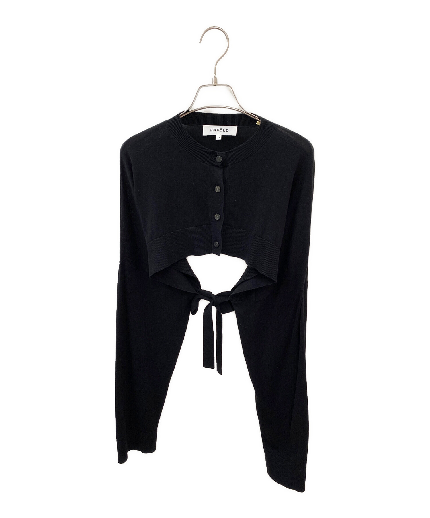 エンフォルド ENFOLD SHORTEST CARDIGAN ブラック 中古・古着通販】ENFOLD (エンフォルド) SHORTEST CARDIGAN ブラック