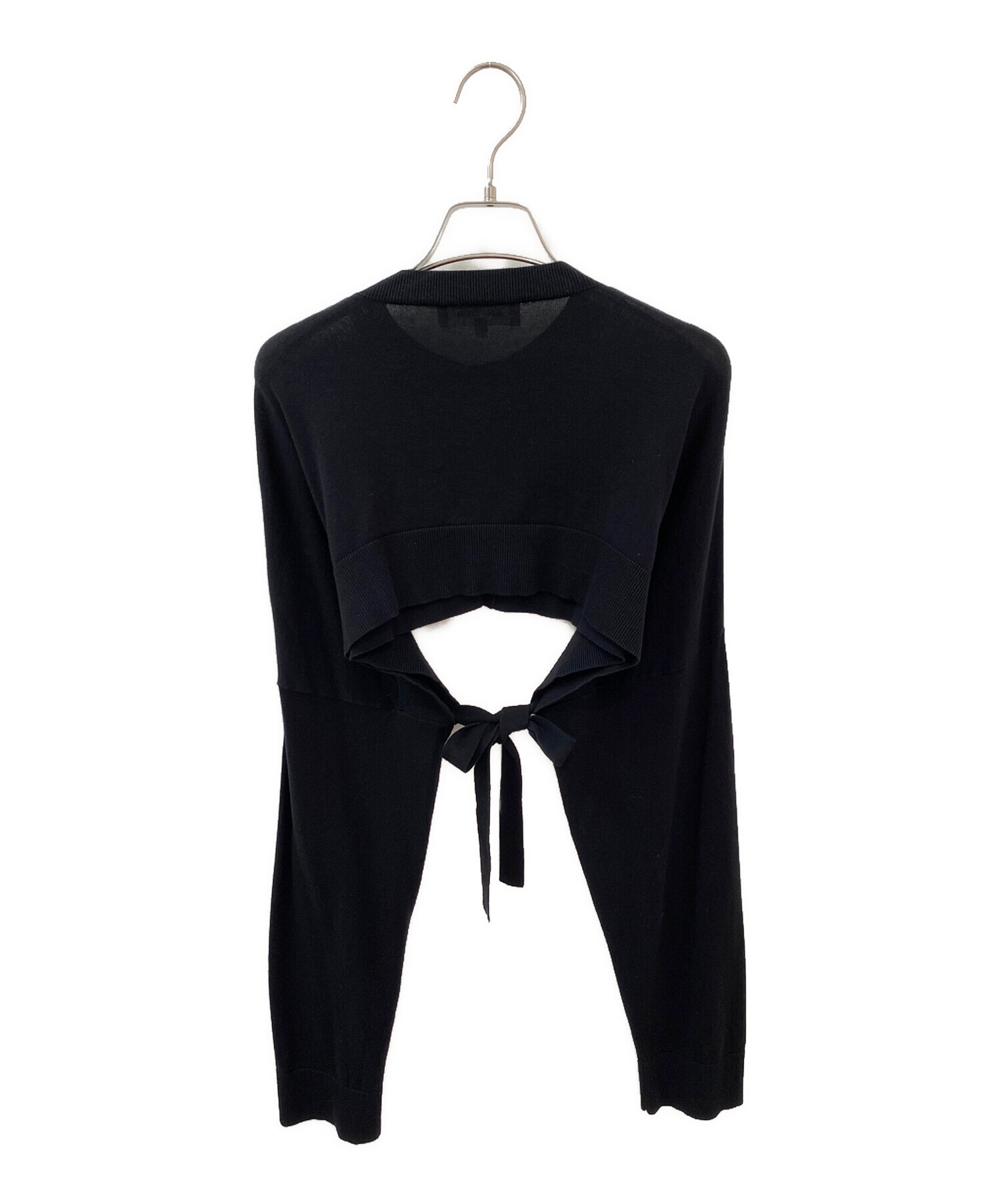 ENFOLD エンフォルド フリルデザイン カーディガン ブラック 38 中古・古着通販】ENFOLD (エンフォルド) SHORTEST CARDIGAN ブラック