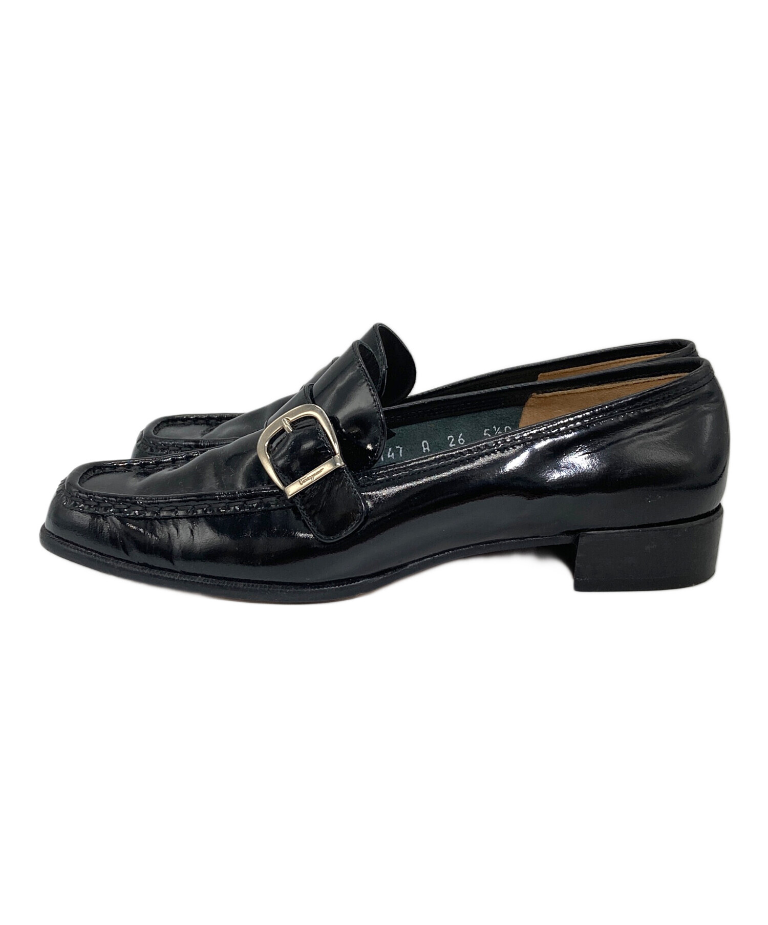 値下げ新品同様【Ferragamo】黒こなれレザーローファー 中古・古着通販】Salvatore Ferragamo (サルヴァトーレ フェラガモ