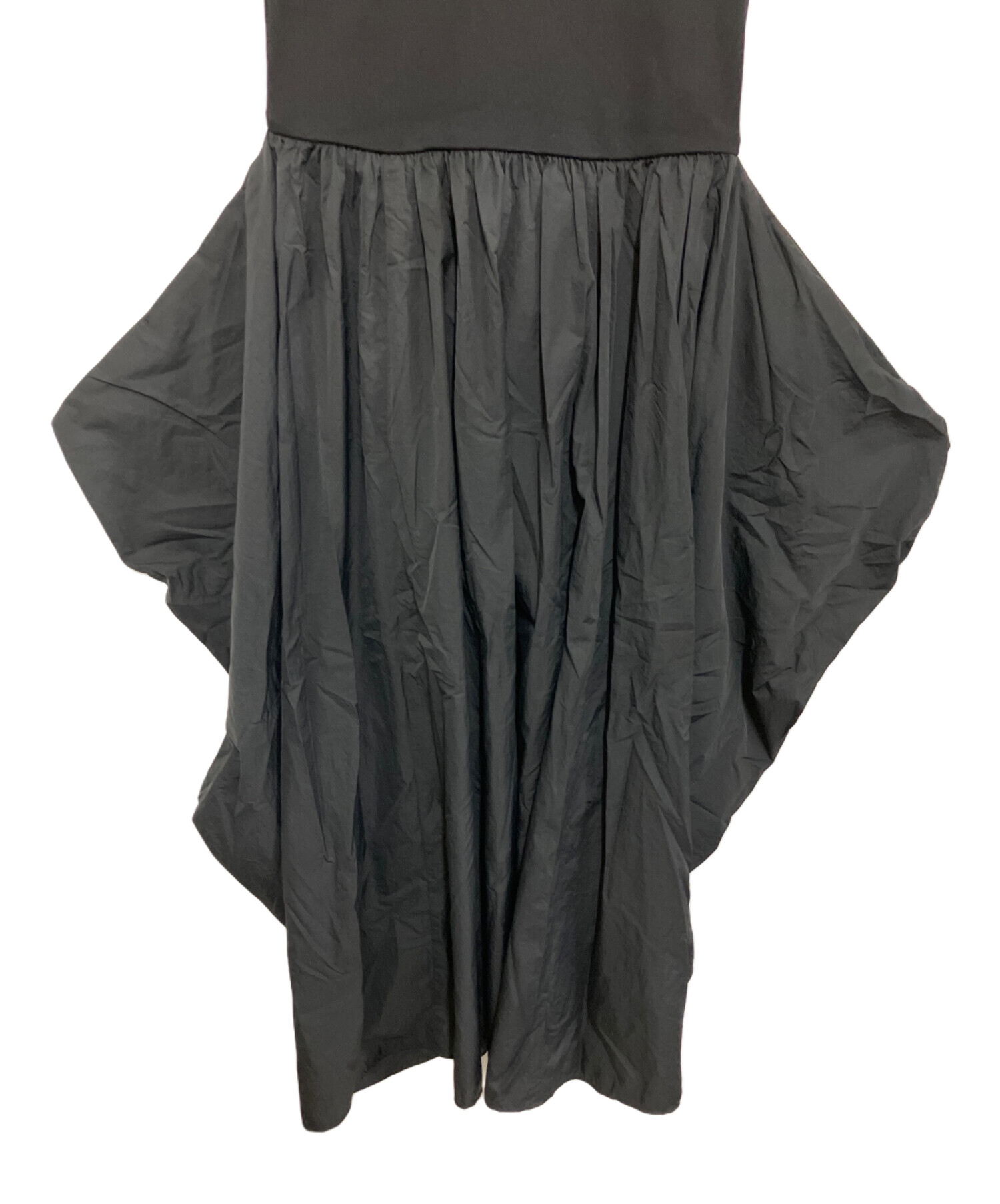 中古・古着通販】Louren (ローレン) docking cocoon dress ブラック
