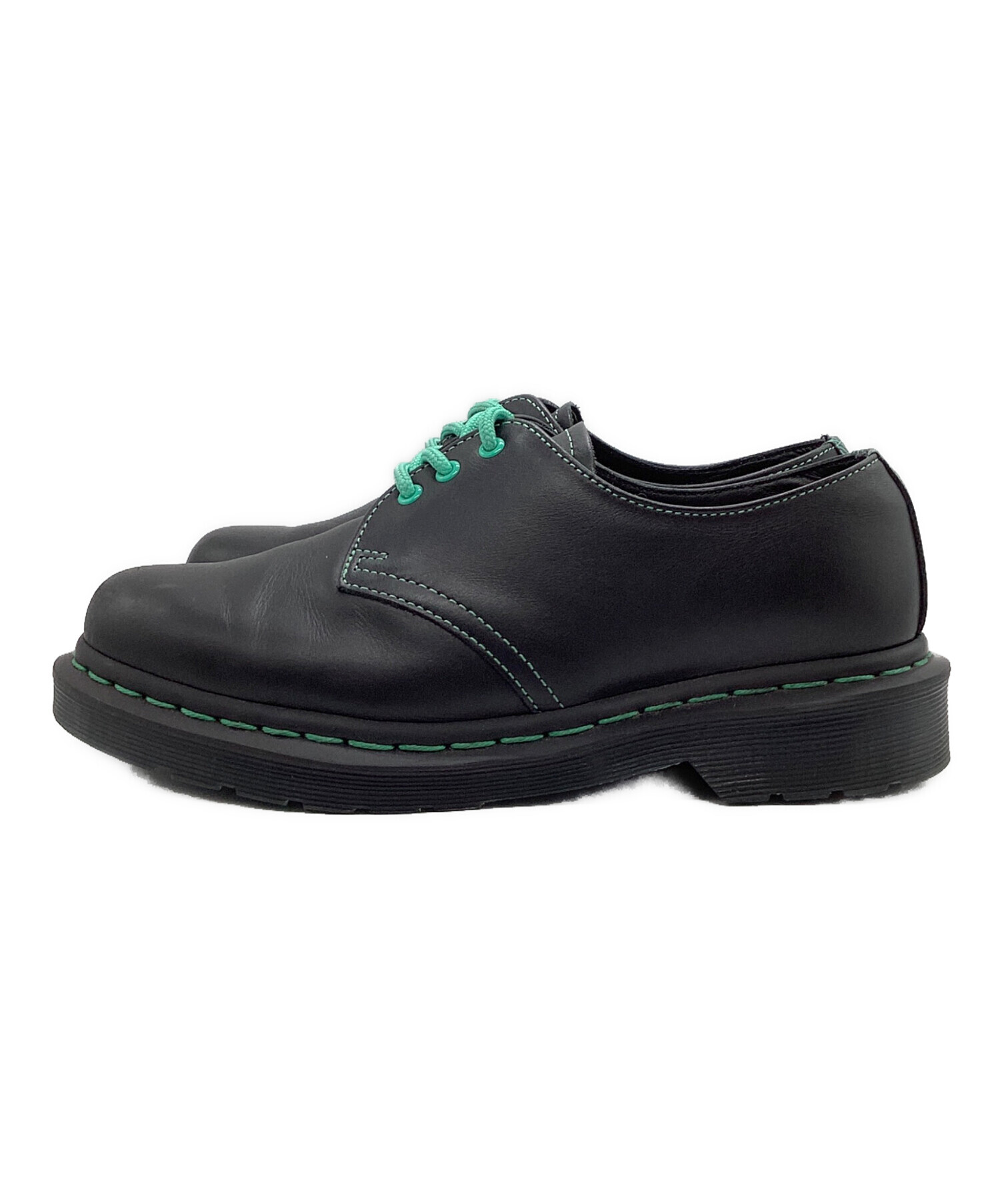 Dr. Martens ブラックレザー ドレスシューズ　グリーンステッチ 中古・古着通販】Dr.Martens (ドクターマーチン) グリーンステッチ3