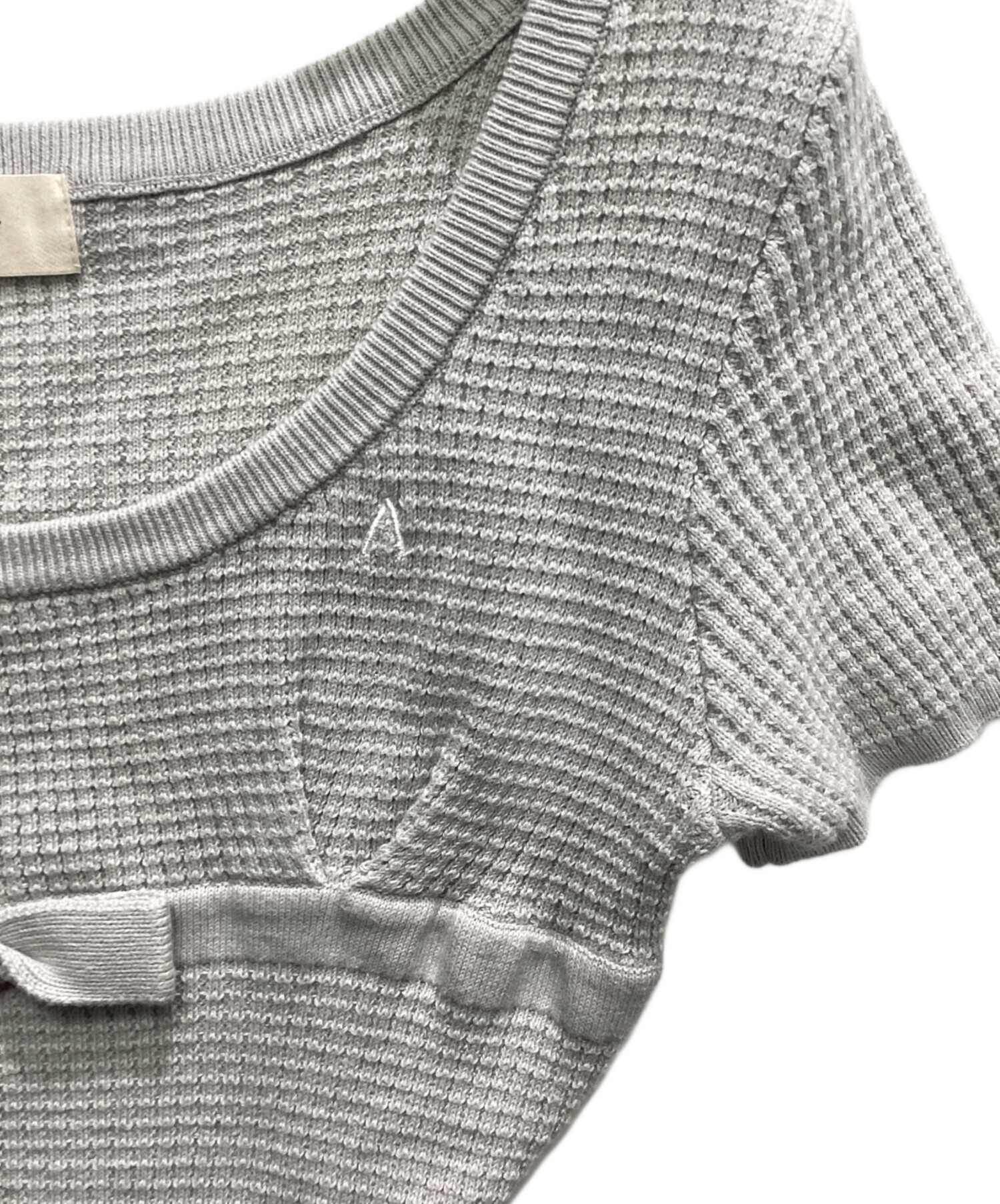 中古・古着通販】ANDMARY (アンドマリー) Waffle ribbon tops グレー