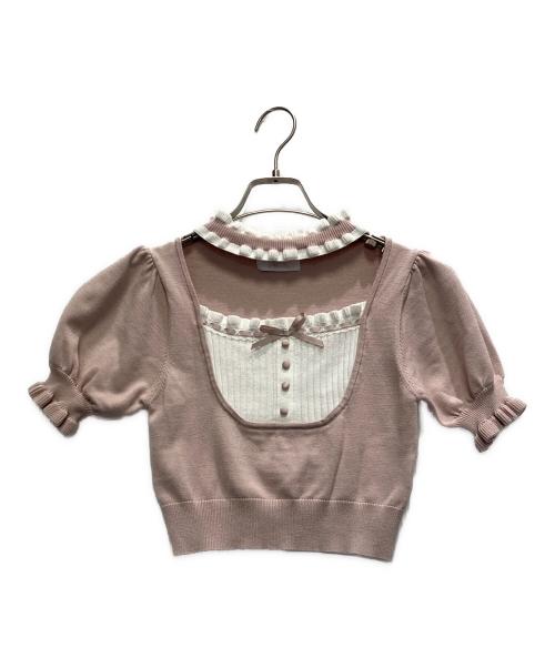 中古・古着通販】Pium (ピウム) チョーカーフリルヨークニット ピンク