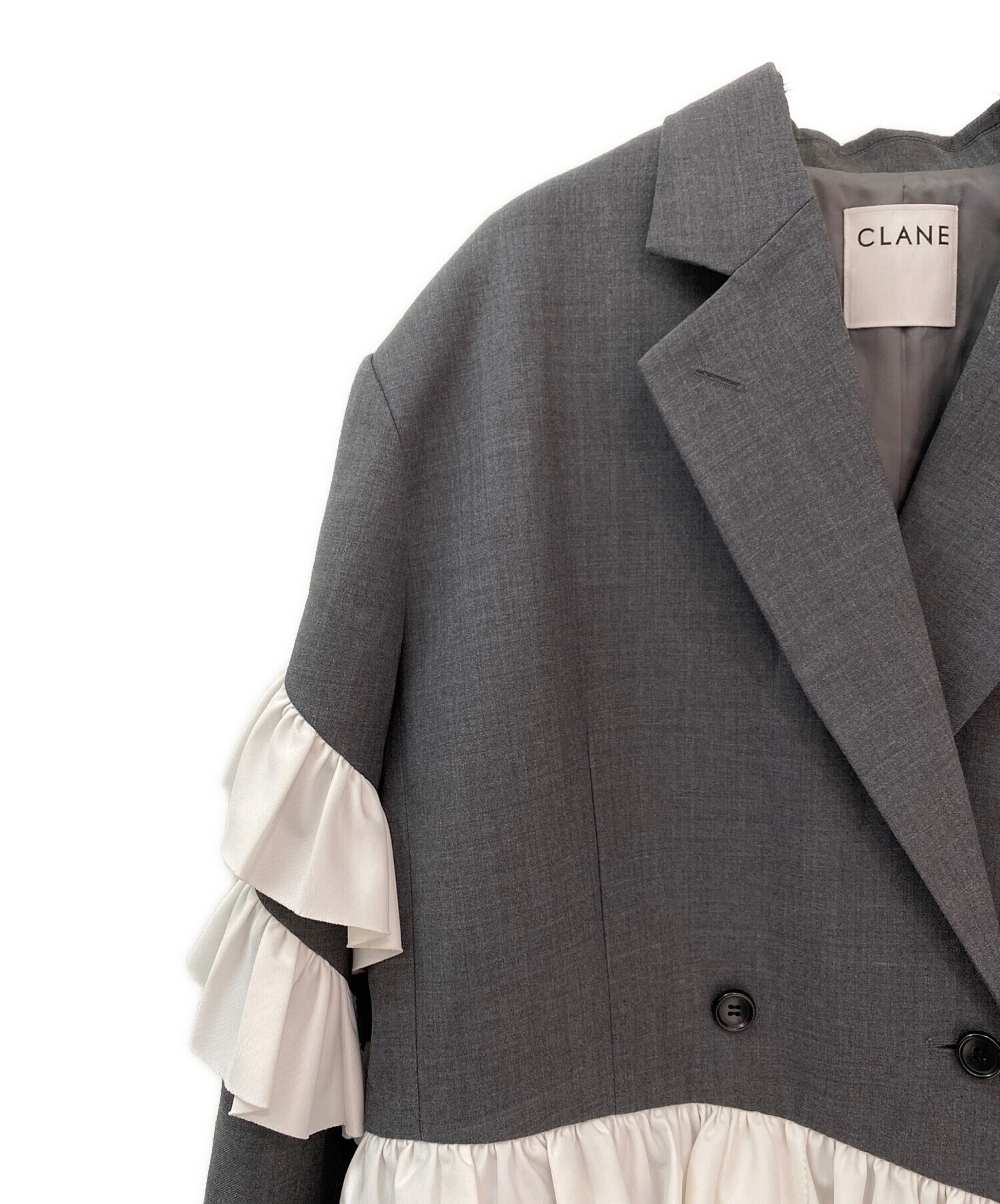 中古・古着通販】CLANE (クラネ) FRILLED TAILORED JACKET グレー